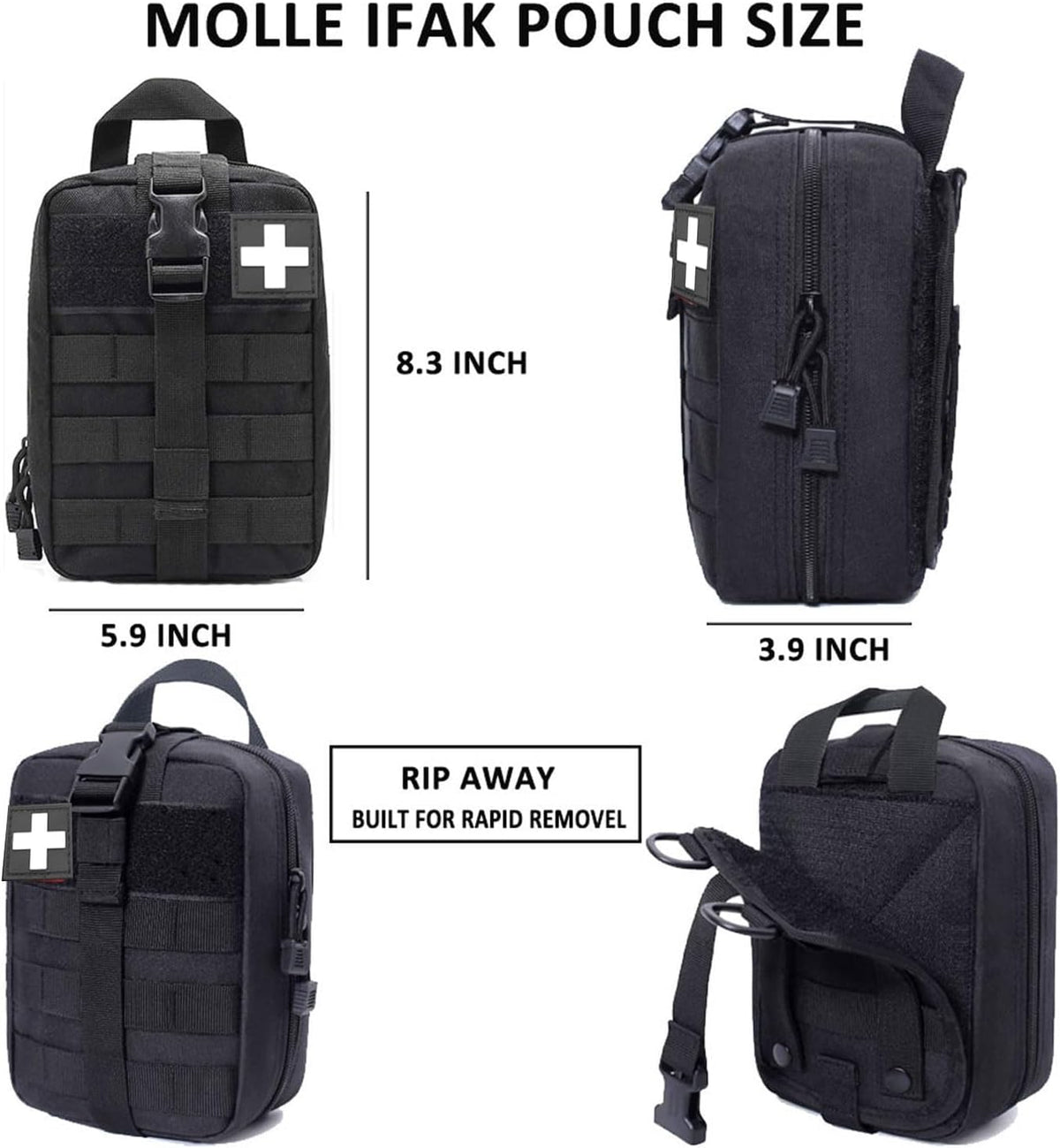 Upgrade Tactical Molle Seat Back Organizer with 5 Detachable Pouches, Universal Car Seat Back Bag Vehicle Organizers Panel Protector for Car Truck Jeep Vehicle (Black)