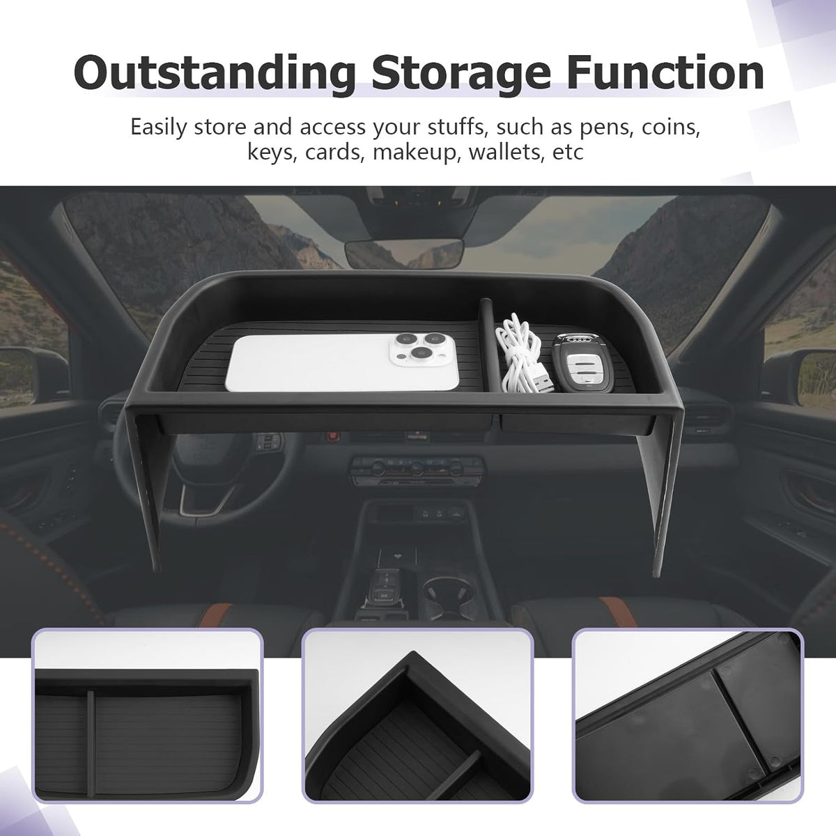 LUWU Dashboard Storage Tray Compatible with 2026 Honda Passport 12.3-inch Behind Screen Organizer Center Console Display Box Dash Tray Passport 2026 Accessories (Only for 12.3" Screen)