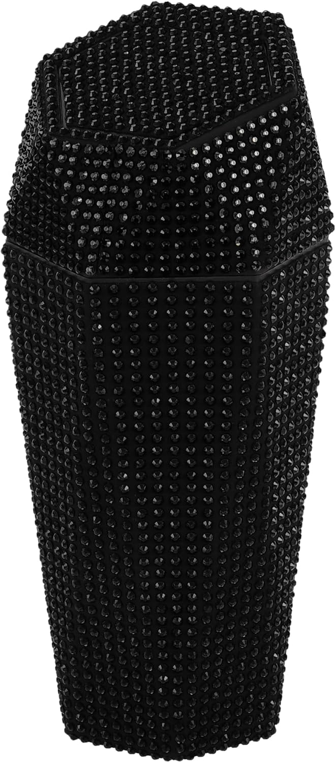 ACROPIX Car Trash Can Trash Bin Rhinestones Portable 3.5" Length 3.1" Width 7.9" Height Black Rhinestone Plastic