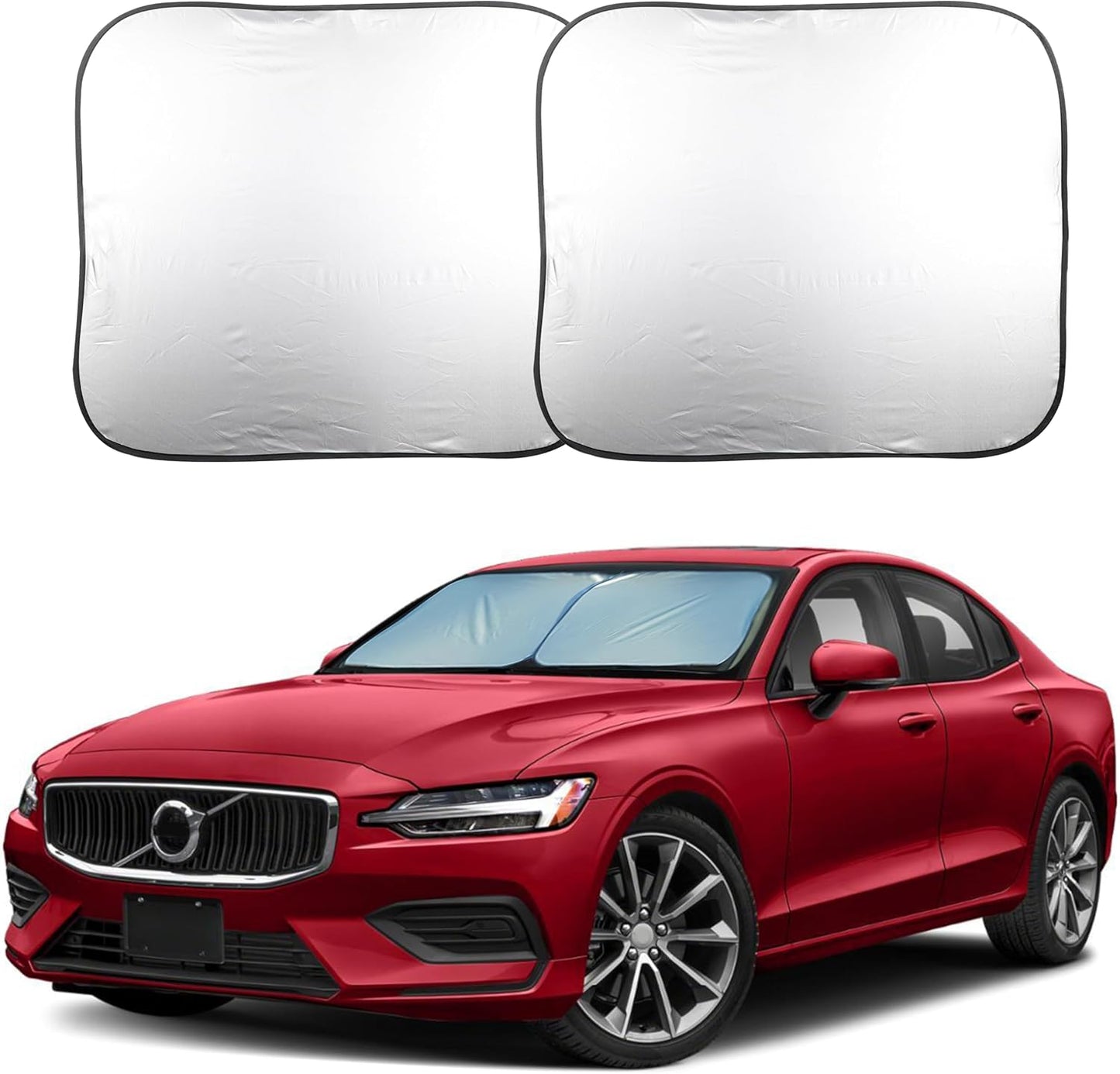 EcoNour 2 Piece Foldable Car Windshield Sun Shade – UV & Heat Protection, Interior Cooling, Durable Upgraded Design, Easy Fold, Front Window Sunshade - Medium (31" L x 28" W)