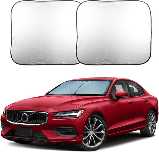 EcoNour 2 Piece Foldable Car Windshield Sun Shade – UV & Heat Protection, Interior Cooling, Durable Upgraded Design, Easy Fold, Front Window Sunshade - Medium (31" L x 28" W)