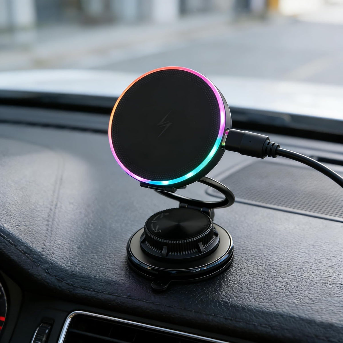 15W Fast Wireless Car Charger, Magnetic Dashboard Phone Holder, 360 Rotating Foldable Bracket, Compatible with MagSafe, Strong N52 Magnet & Gel Suction for iPhone17/16/15 pro and Samsung (Black)
