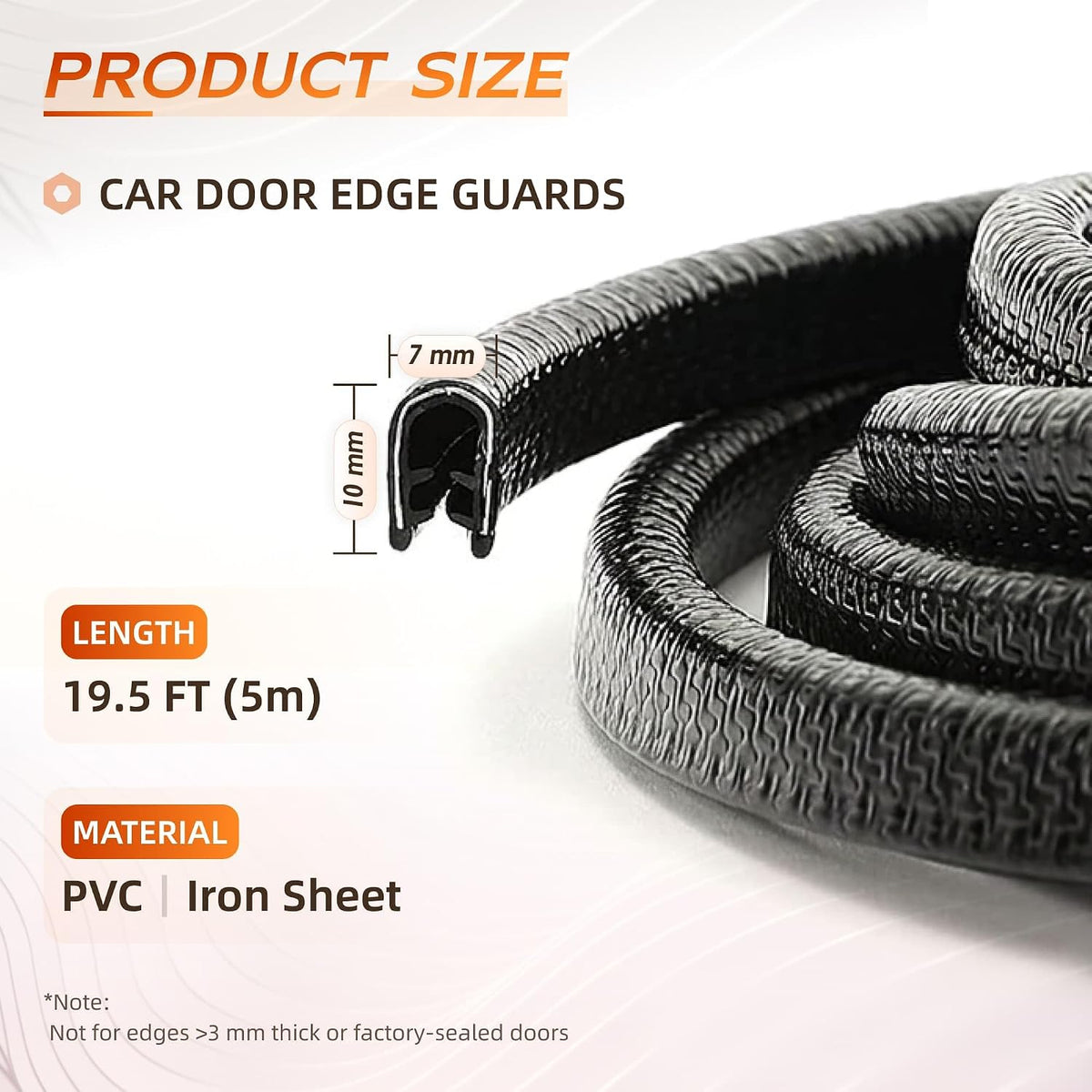 16.5FT(5M) U Shape Car Door Edge Guards Black compatible with Toyota RAV4 2025 2024-2016 LE XLE Hybrid Adventure Prime U-Shaped Automotive Trim Car Door Edge Protector No Glue Required, Fade-Resistant