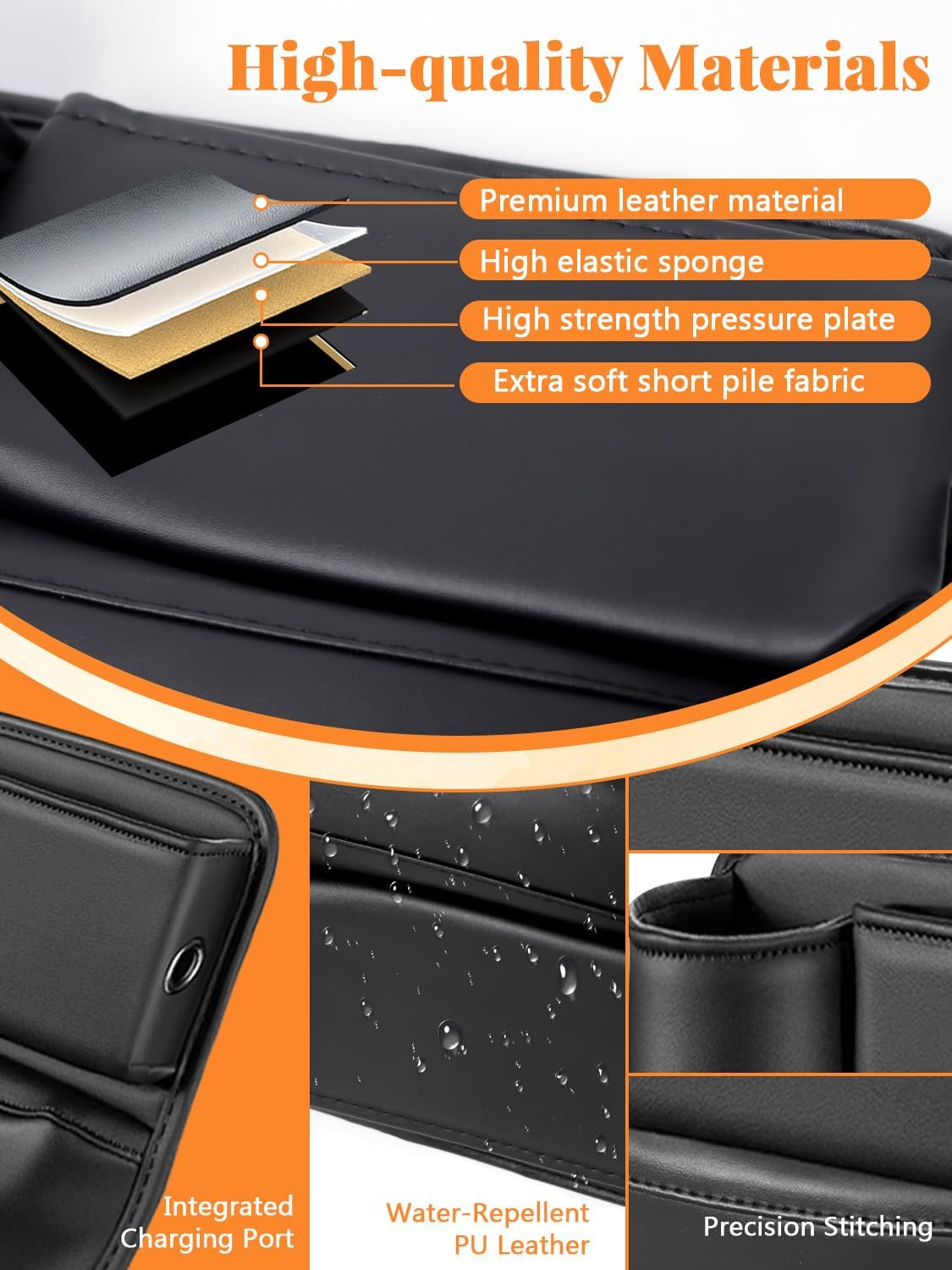 Car Seat Gap Filler Organizer,Car Seat Gap Storage with Cup Holder for Drink, Front Seat Gap Storage Box, Universal Fit PU Leather Gap Bag for Sunglasses, Cards, Keys(Left+Right Side)