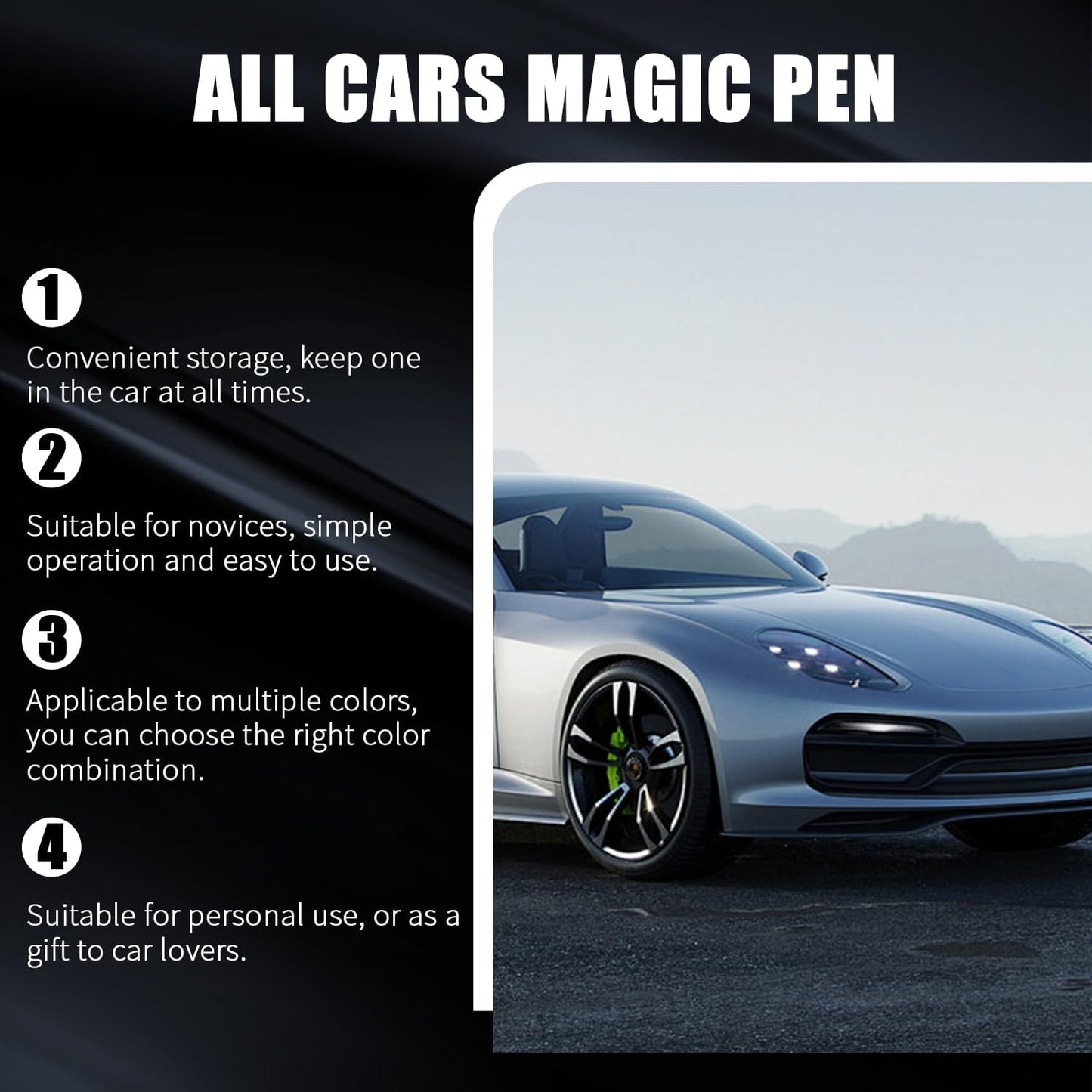 Universal Car Touch Up Paint Pen - 2 Pack Car Scratch Remover Pen for Most Automotive Paints - Fast & Easy Chip Car Scratch Remover for Cars, Trucks, SUVs (Gloss Black)