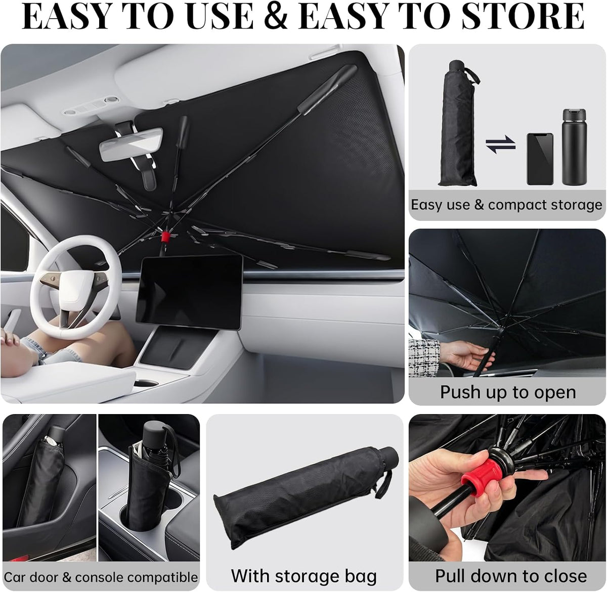 Car Window Shades & Windshield Sun Shade, Magnetic Car Sun Shade Set