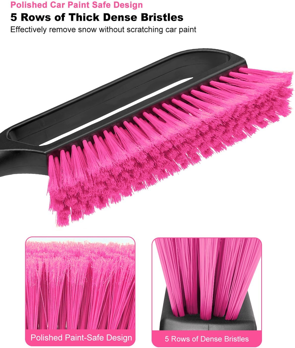 SEAAES 35.5 Inch Extendable Car Snow Brush, Windshield Snow Scraper - Pink