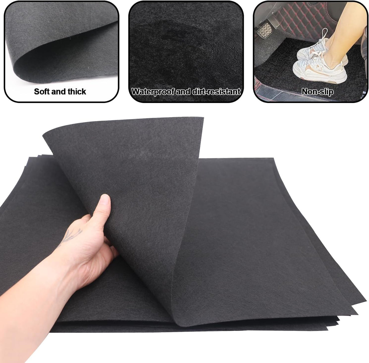 20PCS Black Disposable Car Floor Mats 19.6x15.7 Inch Heavy-Duty Automotive Floor Protectors for Car Wash & Detailing - Non-Slip Vehicle Interior Protector Fits SUV/Truck