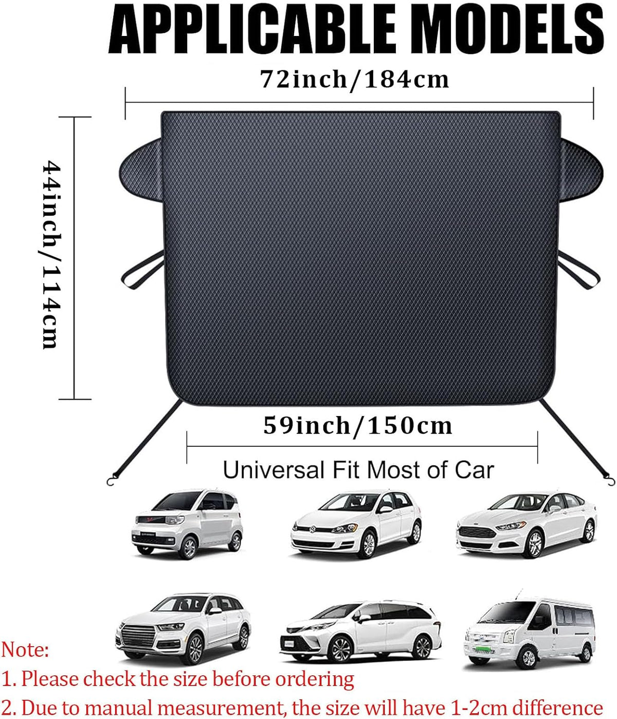 360 All-Weather Windshield Ice Cover, Car Windshield Cover for Ice and Snow, Waterproof, Side Mirror Protector, Fits for Most Standard Cars & SUV (Large)