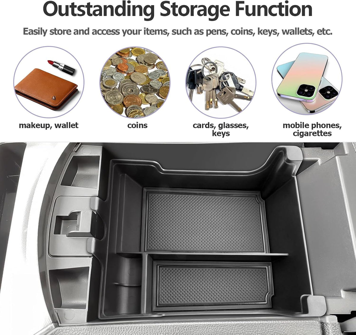 LUWU 2021 2022 2023 2024 2025 Edge Center Console Organizer Armrest Storage Box Insert Tray 2024 2025 Edge Accessories Black