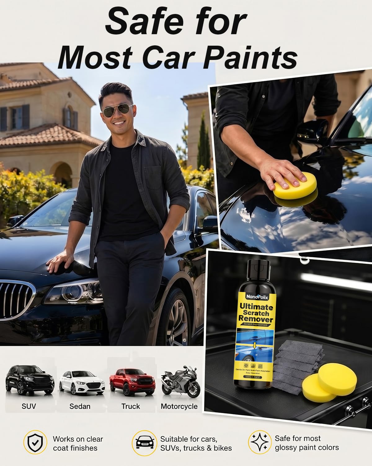 Ultimate Scratch Remover 100g with Cloth & Sponge for Cars