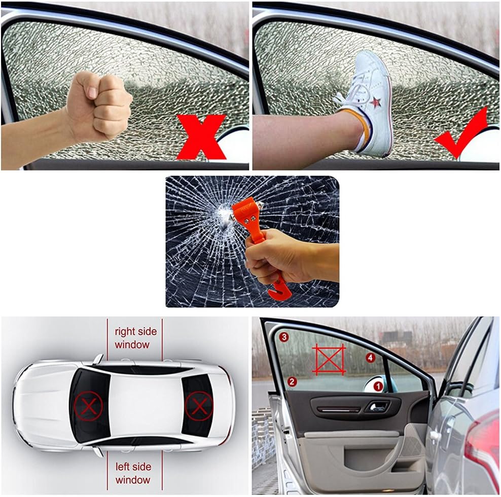 6 PCS Car Safety Hammer Auto Car Window Glass Hammer Breaker and Auto Safety Seatbelt Cutter 2-in-1 Emergency Escape Tool