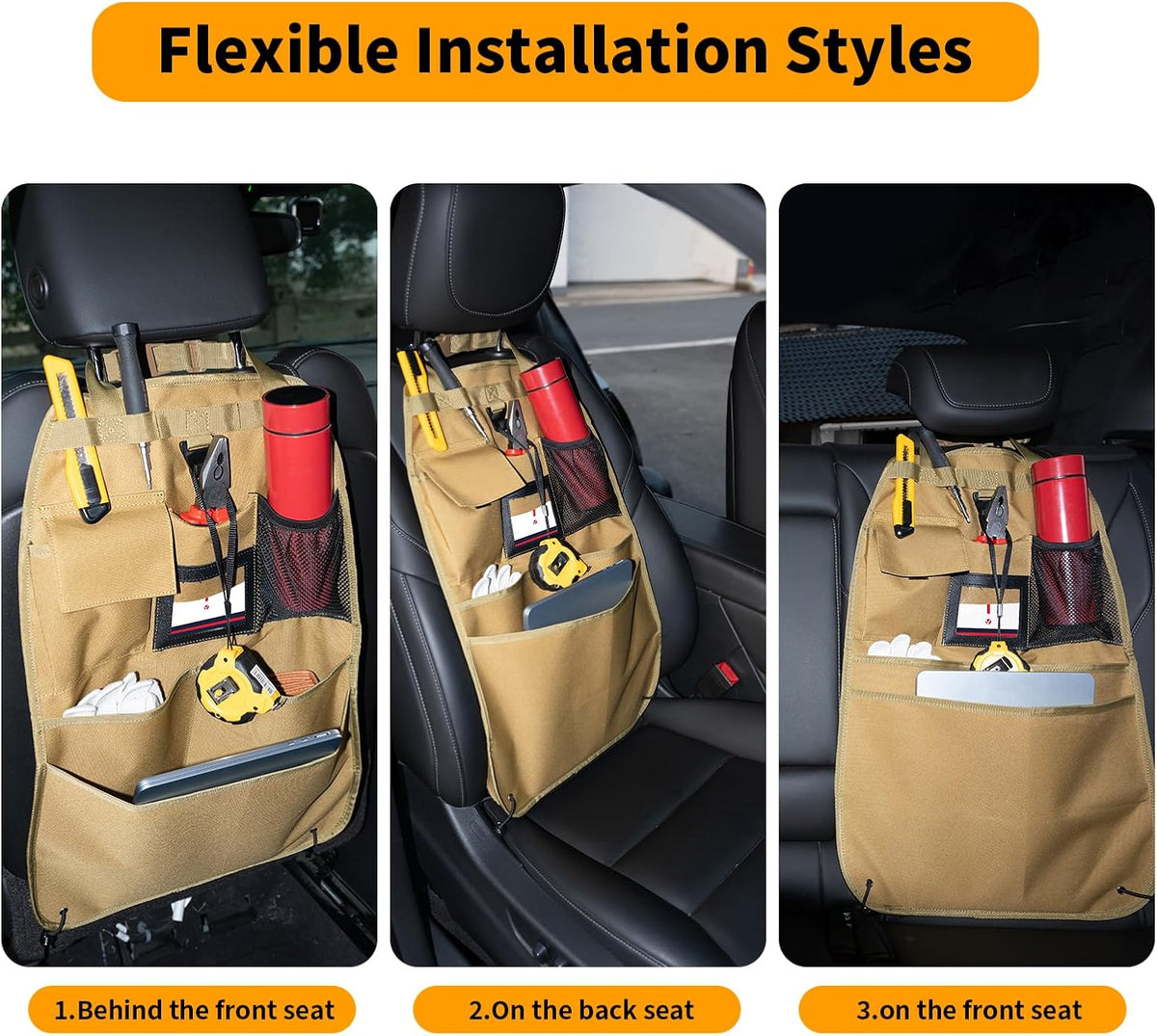 Back Seat Car Organizer with Car Storage Bags, Universal Car Organizers and Storage Truck Organizer(Brown)