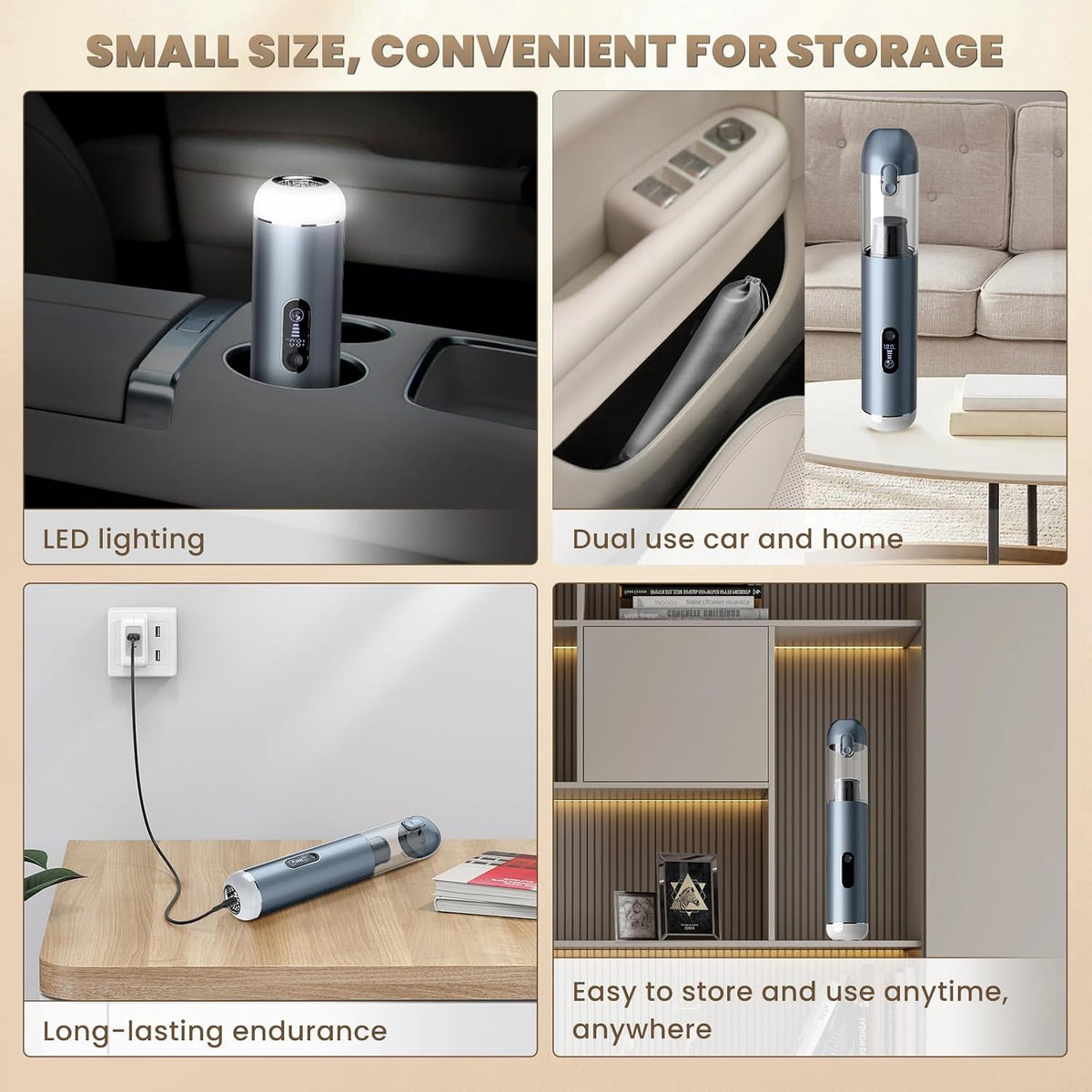 Car Vacuum Handheld Cordless Portable 18000PA Powerful Suction Vacuum Cleaner with LED Light and Air Duster 2 in 1, Brushless Motor Mini Vac for Car, Home, Office