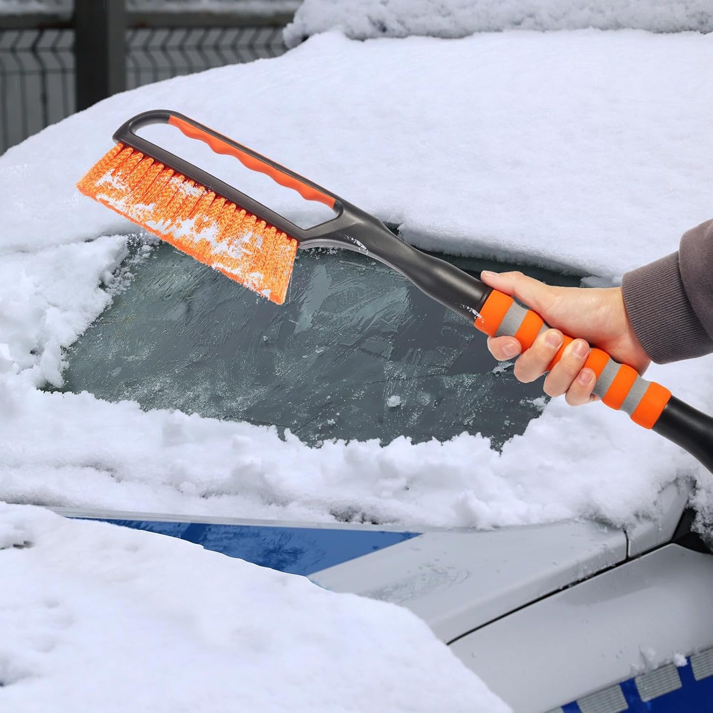 Snow Brush and Ice Scraper for Car Windshield,26.4" Window Scraper Deicer for Car SUV and Truck,Ice Scrapers and Brushes 2 in 1,Winter Car Automotive Exterior Accessories(1Pack Orange)