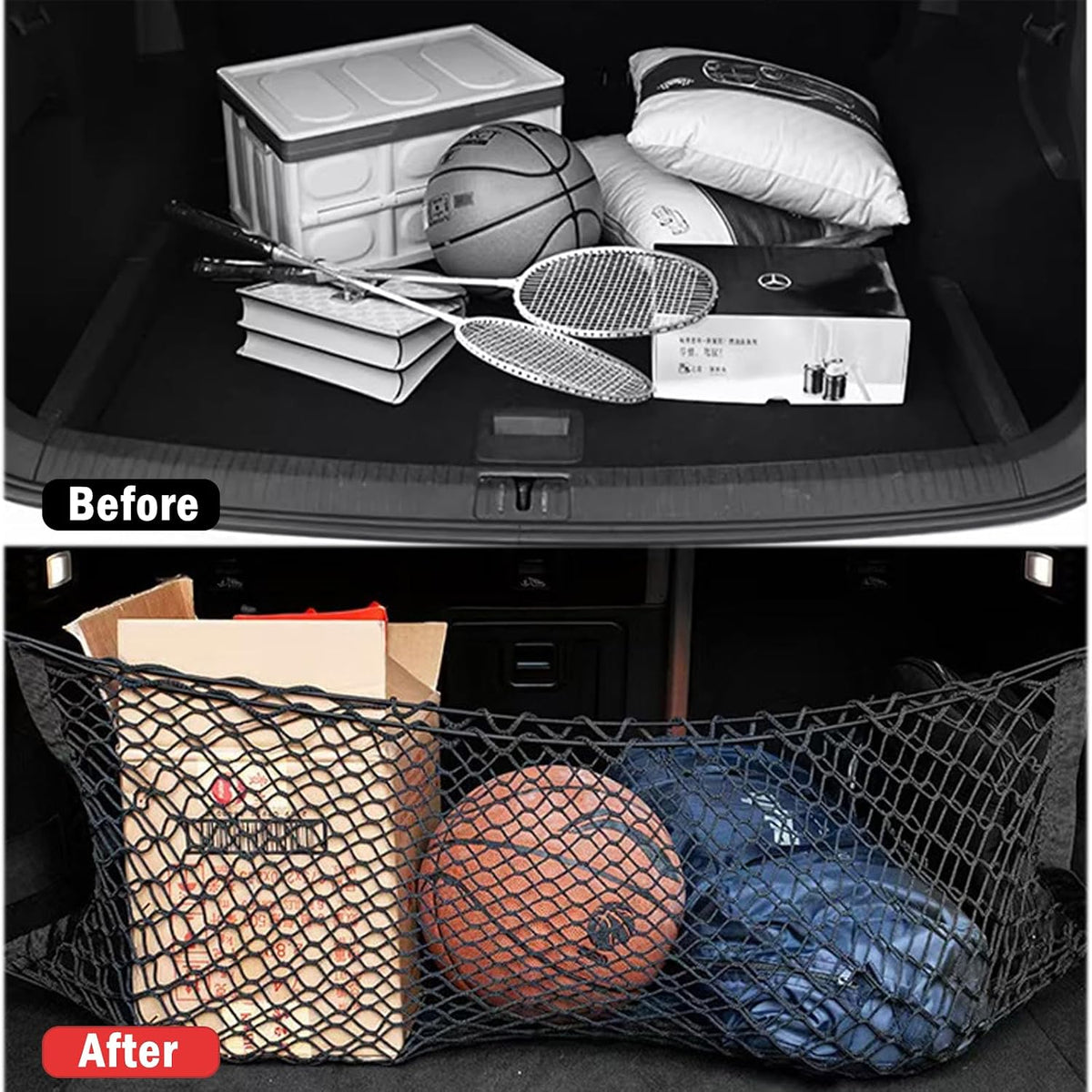 Heavy Duty Envelope Cargo Net, Stretchable Trunk Organizer with Metal Hooks, Adjustable Storage Net for SUV Car Compatible with 2021-2025 Honda CR-V、RAV4、Escape