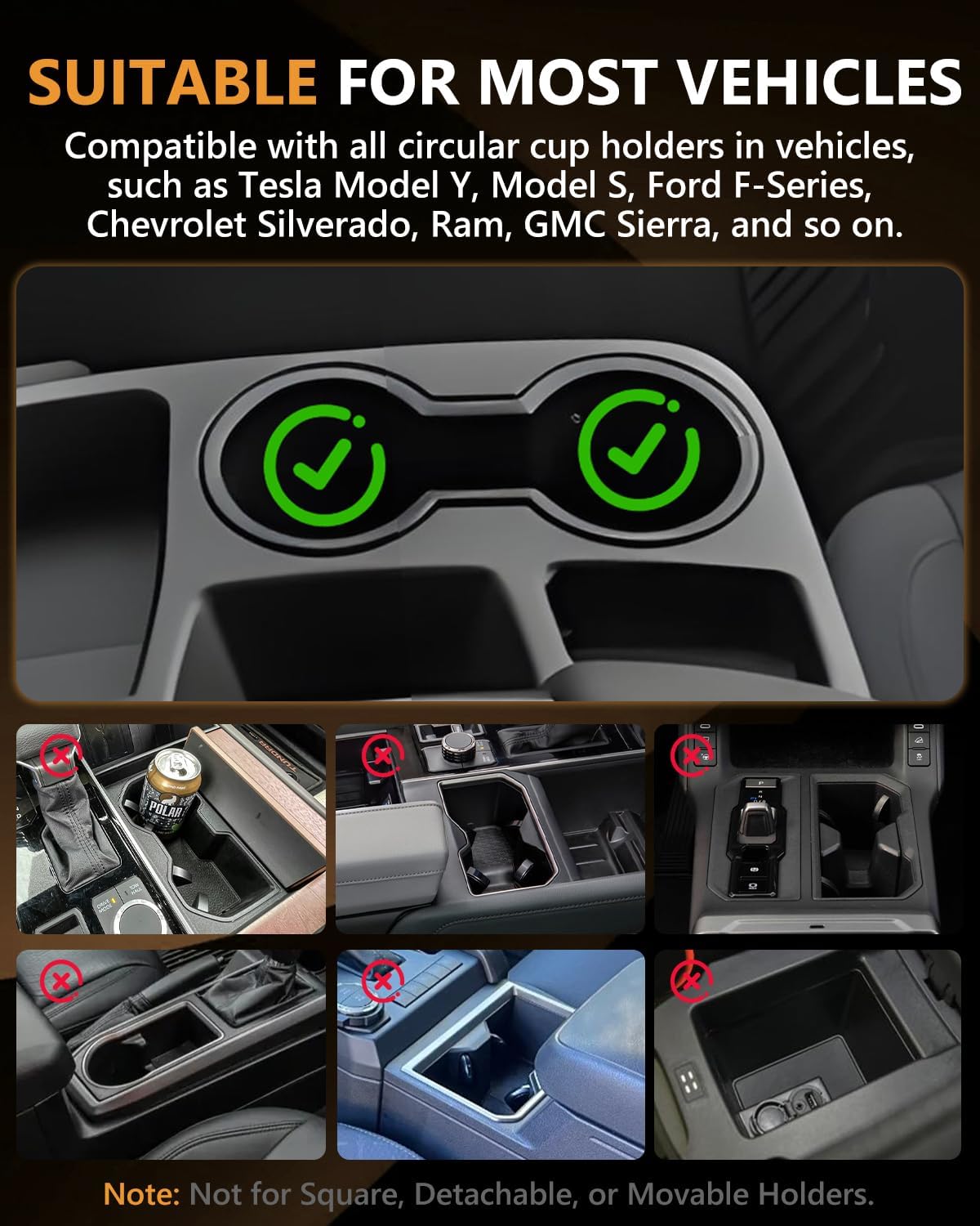 Car Desk for Laptop, 360° Rotation Cup Holder Table, Car Table & Car Food Tray for Tesla Model Y/3, F-150/Ram 1500/GMC Sierra 1500 & Most Vehicles, Car Accessories for Women & Men(Long Pole)
