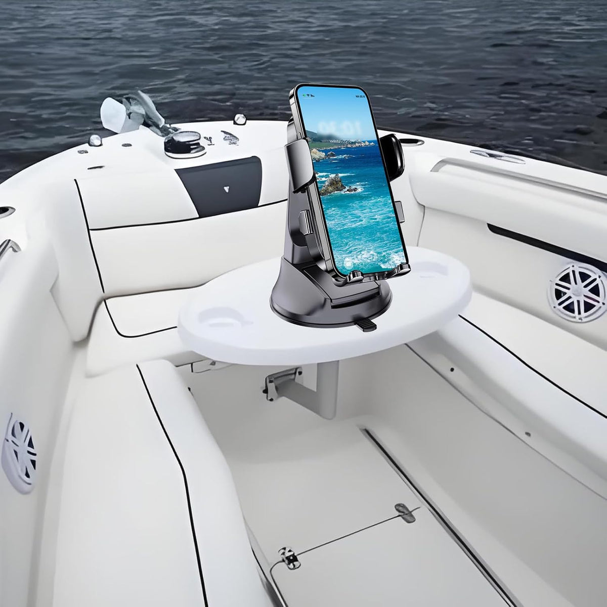 Boat Phone Holder, Suction Cup Boat Cell Phone Mount Marine Dashboard