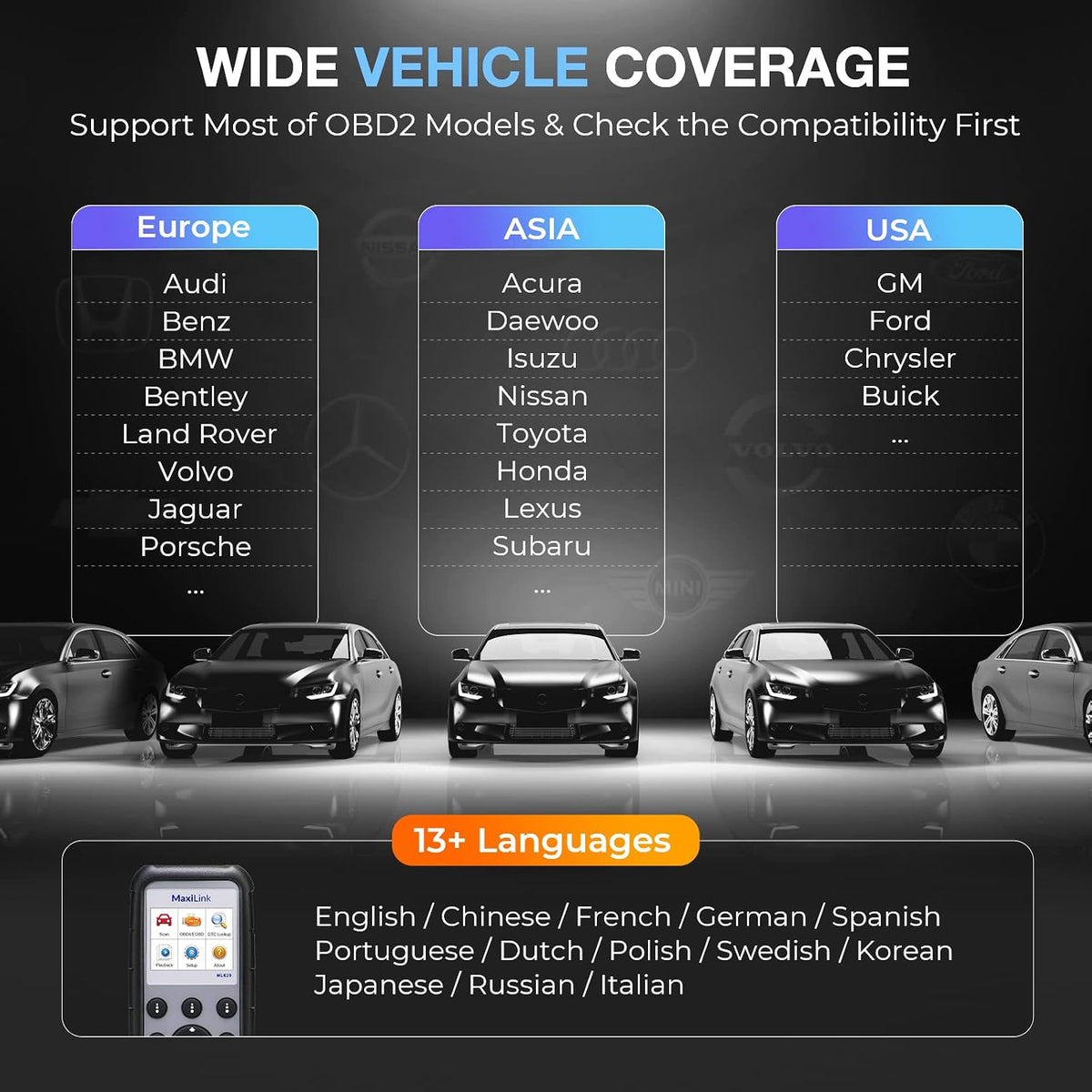 Autel MaxiLink ML629 OBD2 Scanner, ABS SRS Engine Transmission Diagnoses