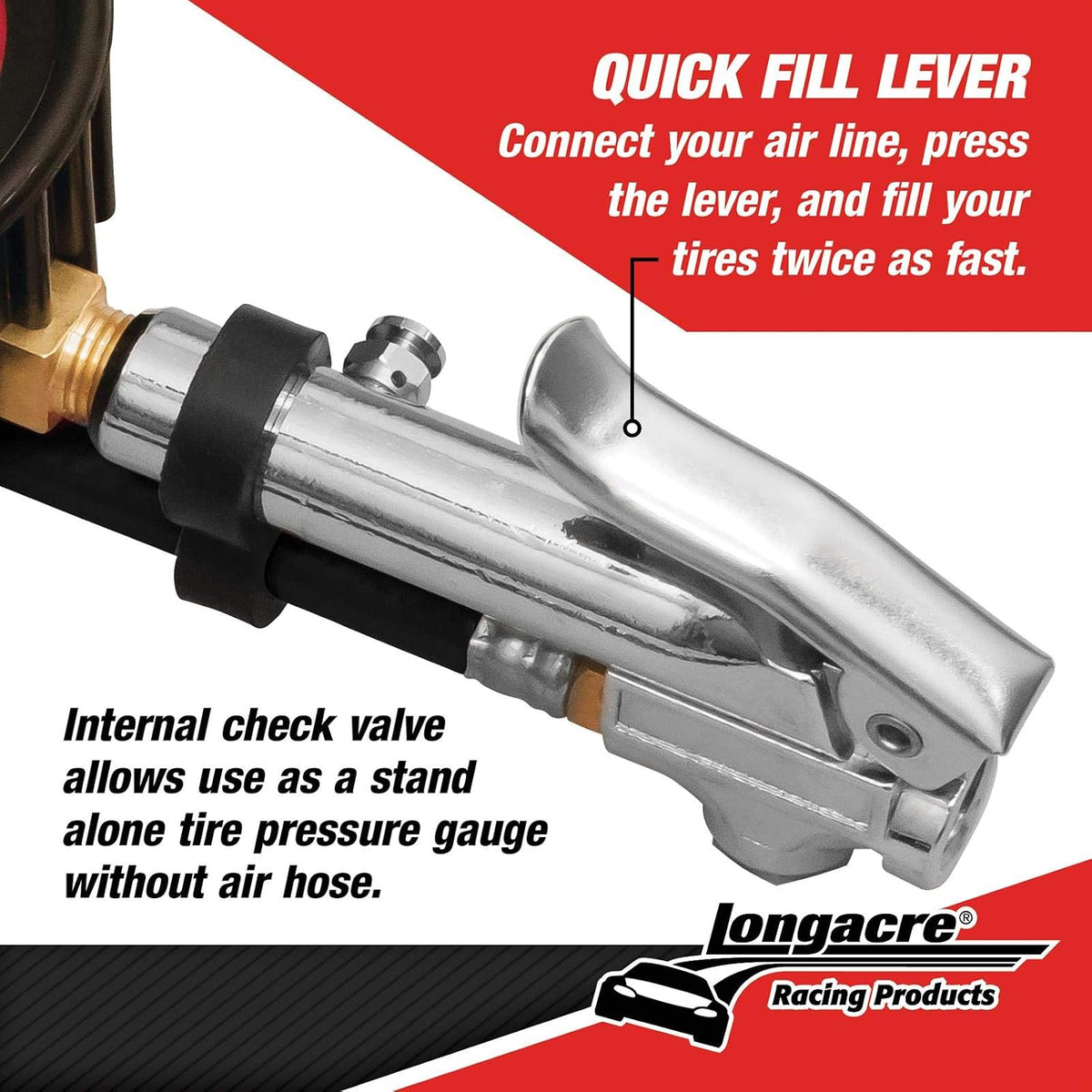 Longacre 52-52009 Deluxe 2-1/2 GID Quick Fill Gauge 0-60 psi