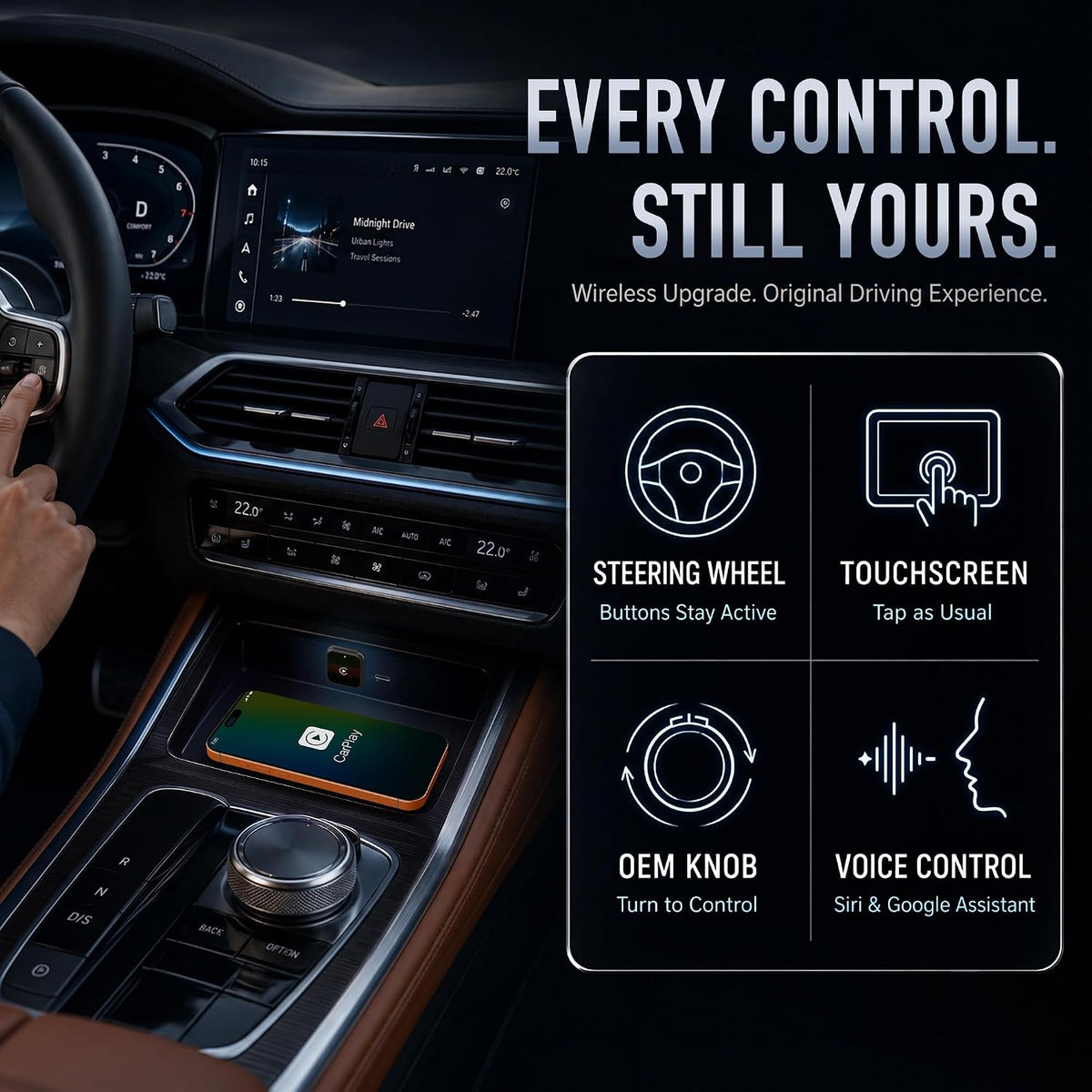 2-in-1 Wireless CarPlay Adapter for Apple CarPlay & Android Auto