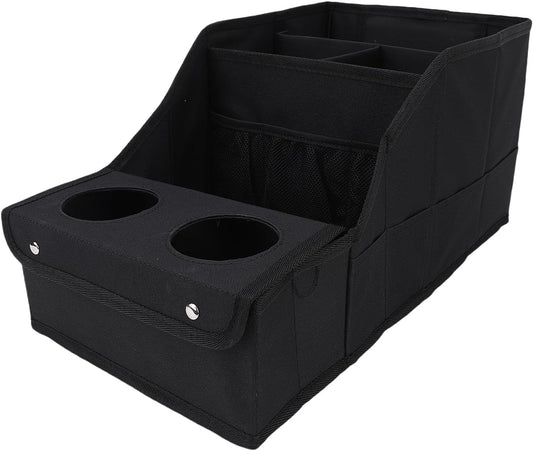 Car Seat Organizer Backseat Storage Box with 5 Main Pouches 4 Mesh Pockets 2 Cup Holders for Travel Kids Toys Snacks Books