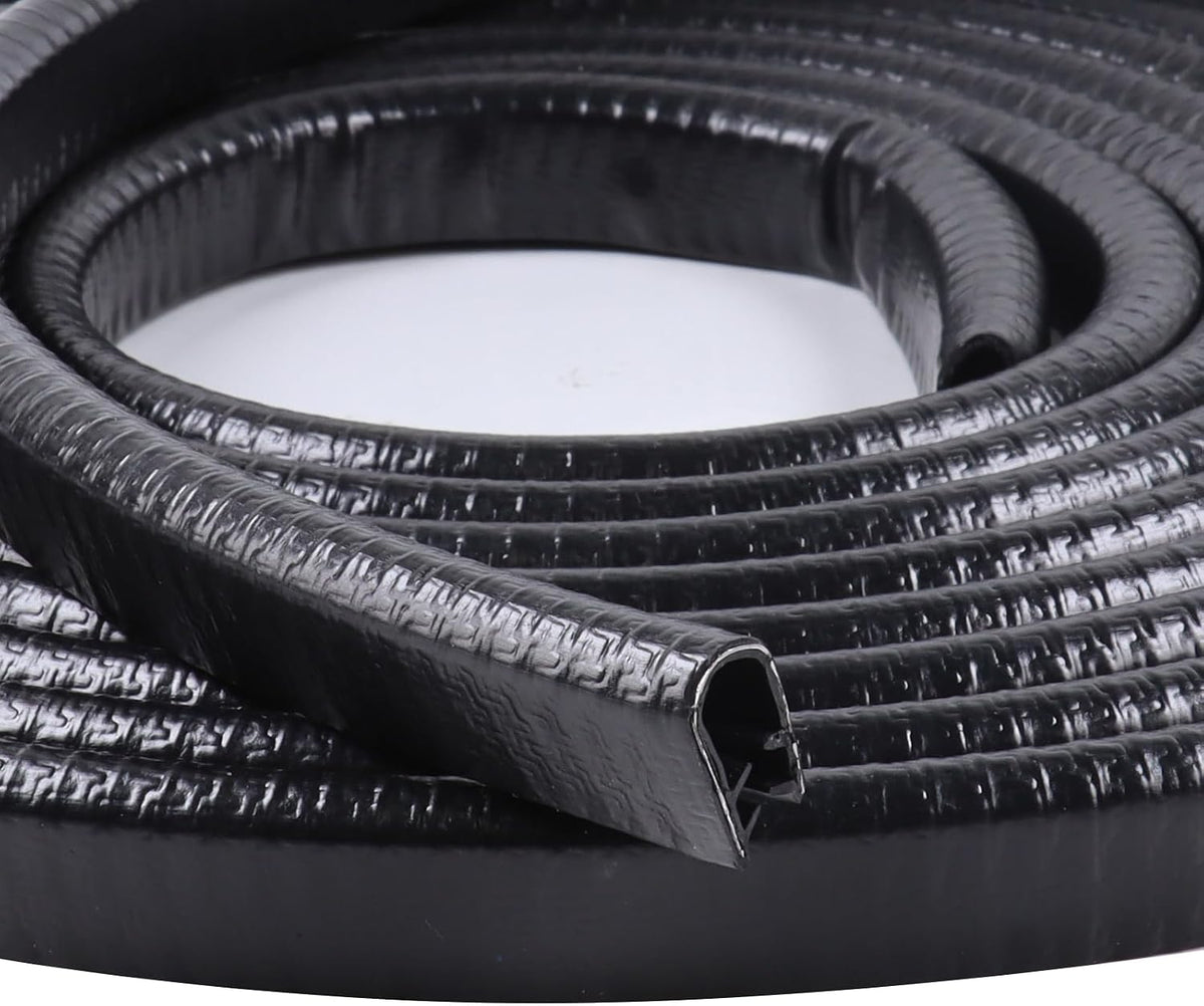 Edge Trim Black U-Channel Rubber Trim Edge with Steel 1/2" X 3/8" - Fit Gap 3/64" to1/4 Car Door Edge Sealing Strip PVC Weather Stripping with Metal, Metal Edge Protector, 28FT