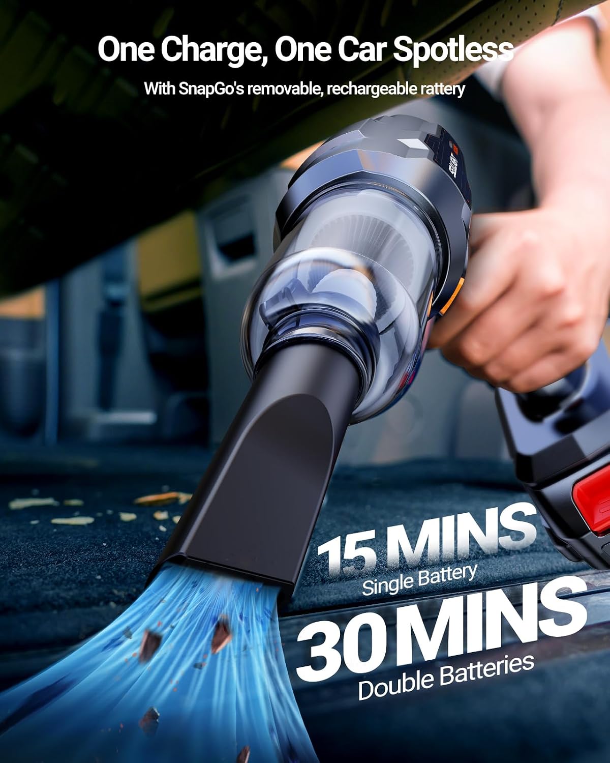 SEALIGHT Car Vacuum Portable Cordless, High Power Suction and Air Duster, 7 in 1 Handhle Vacuum