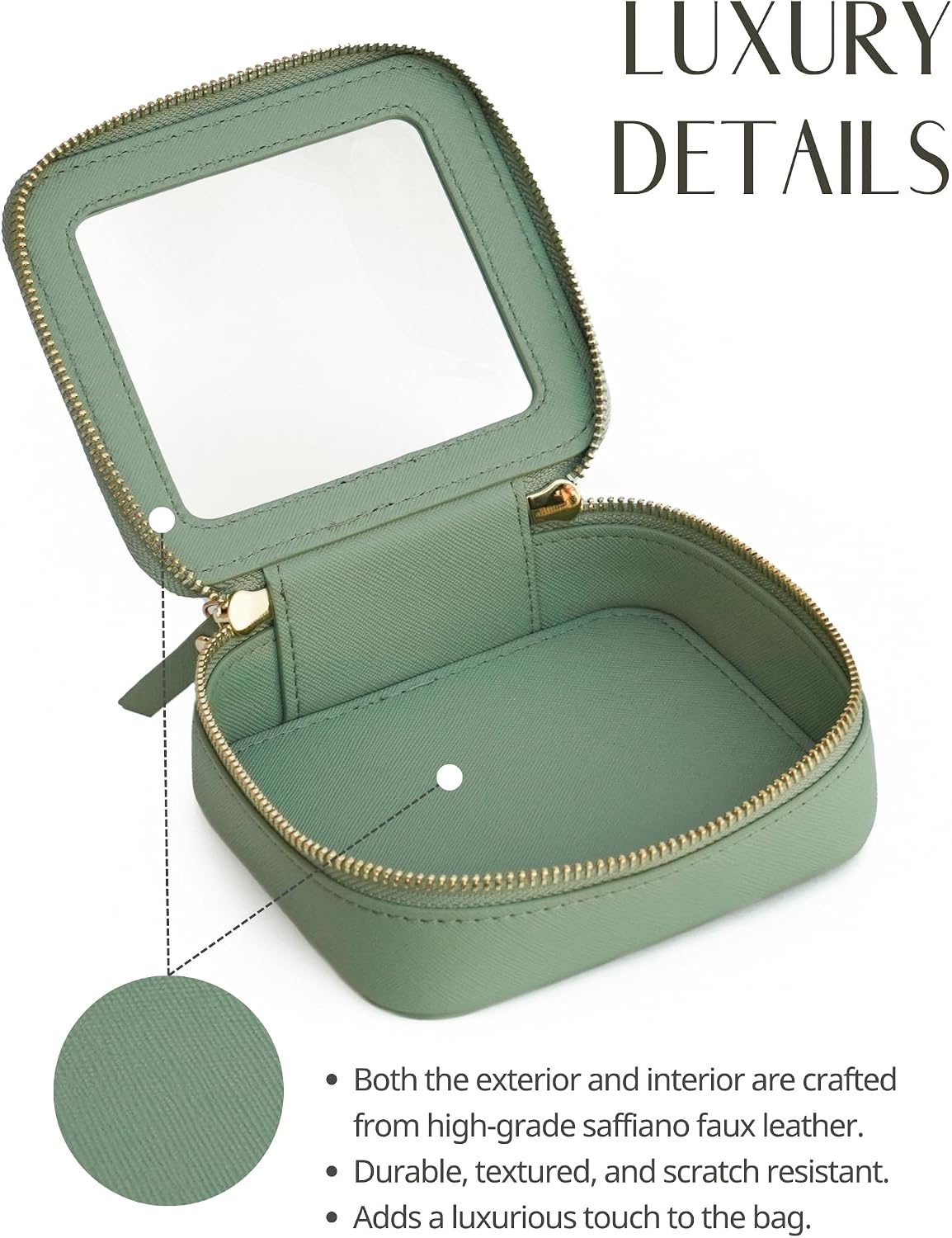 Popvibe Clear Makeup Bag with Zipper, Set of 2, Mini and Medium, Sage Green
