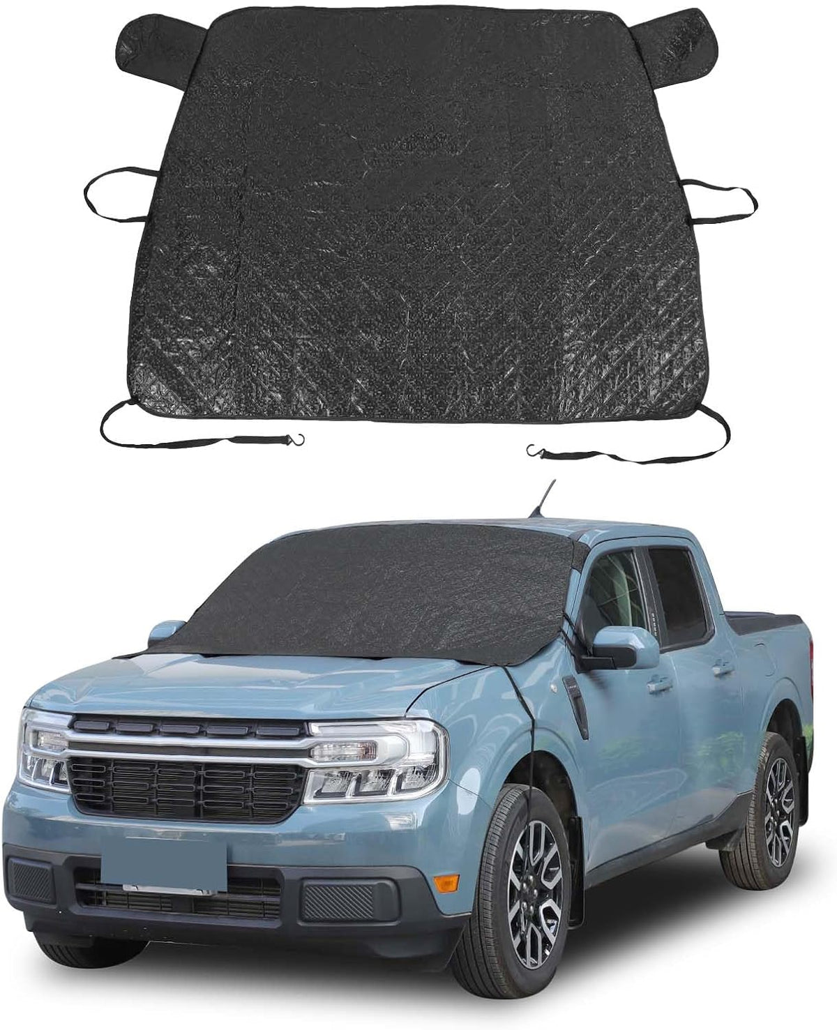 Windshield Snow Cover Fit for Ford Ranger Maverick 2022-2026, Front Windshield Cover for Ice and Snow, Auto Extra Thick Windshield Ice Cover Protects Windshield from Rain, Sun, Frost (Silver)