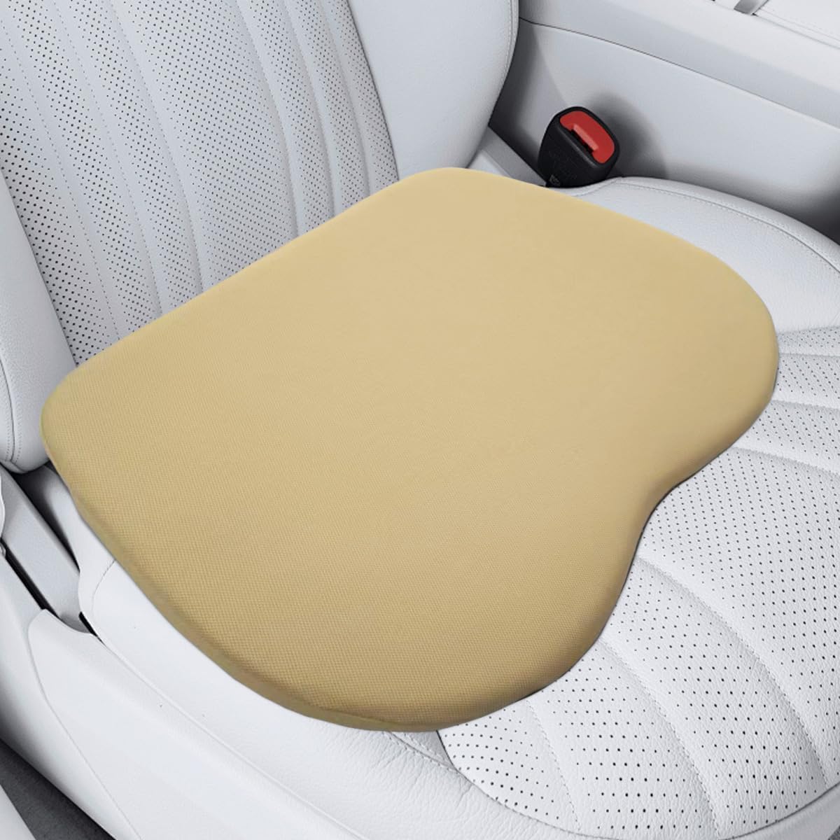 2 in 1 Wedge Car Cushion and Lumbar Support Pillow for Driving, Memory Foam Automotive Seat Booster Cushion, Non-Slip Vehicle Seat Pad for Car, Home, Office(Beige)