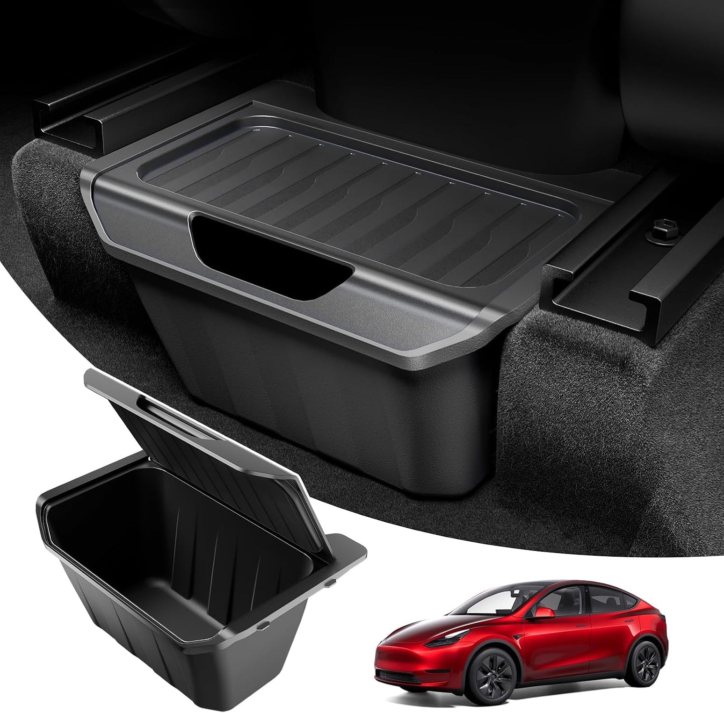 Wigoo Upgrade Tesla Model Y Accessories Rear Center Console Organizer [Partitioned Storage & Stable Installation] Backseat Storage Box for Tesla Model Y 2020~2025 (Not Fit Model Y Juniper)