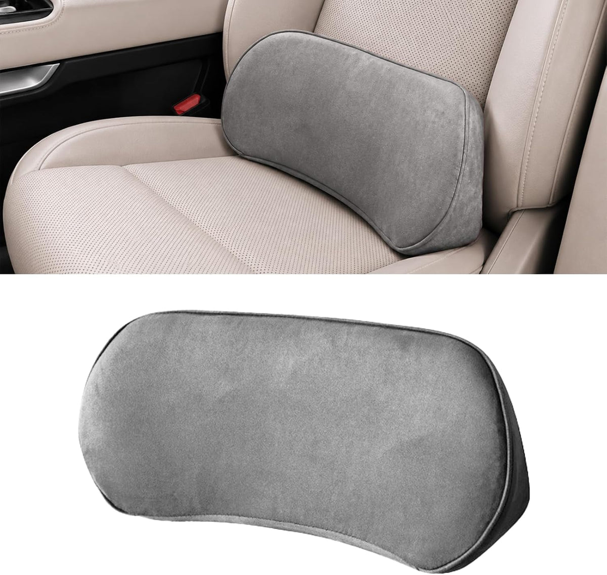 Car Lumbar Support Pillow, Memory Foam Vehicle Seat Lower Back Support Cushion,Comfortable Lumbar Pillow for Driving, Office Chair, Wheelchair, Universal for SUV, Truck, RV (Black)