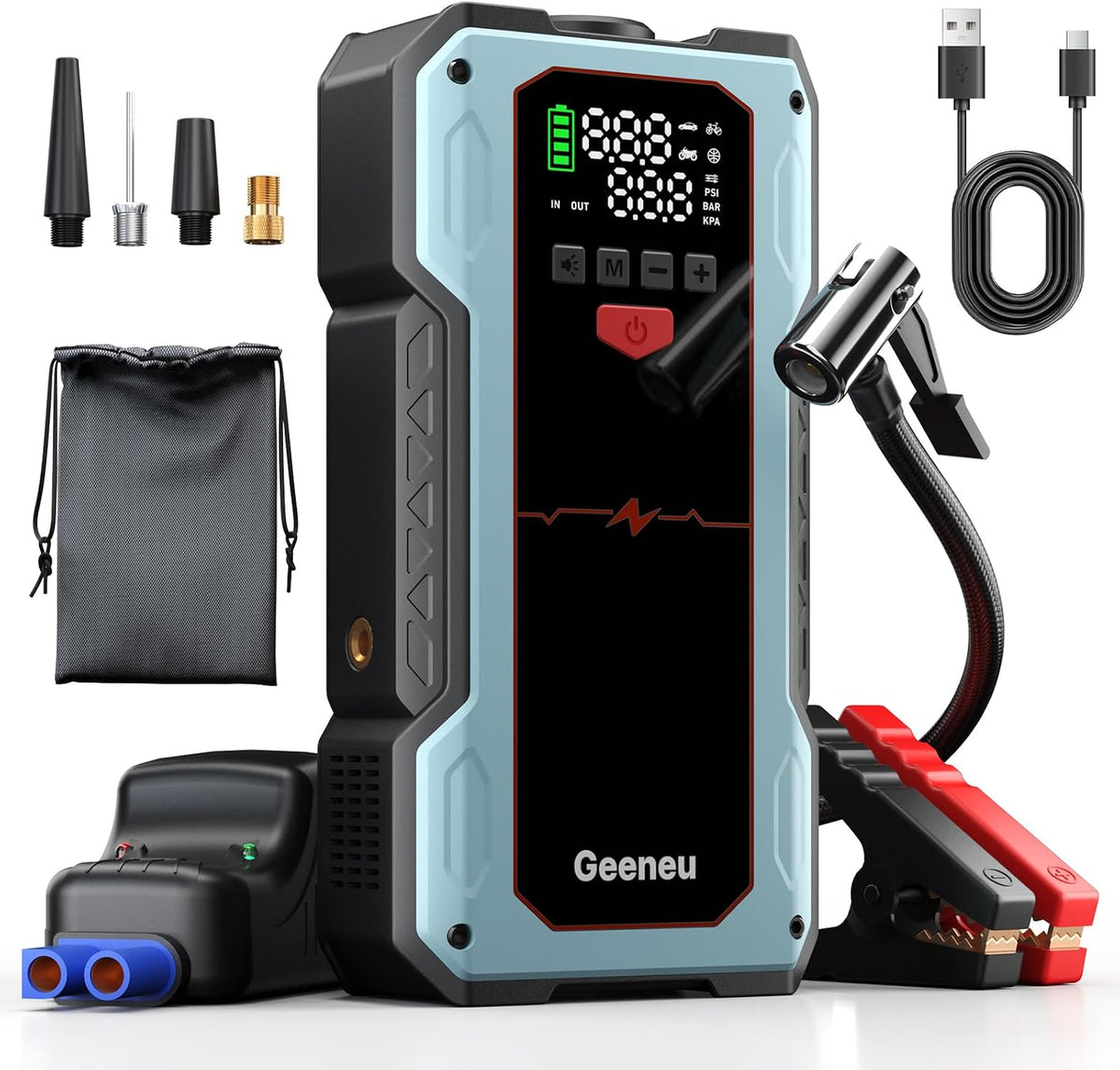 Jump Starter with Air Compressor, 4000A Car Battery Charger Jump Box