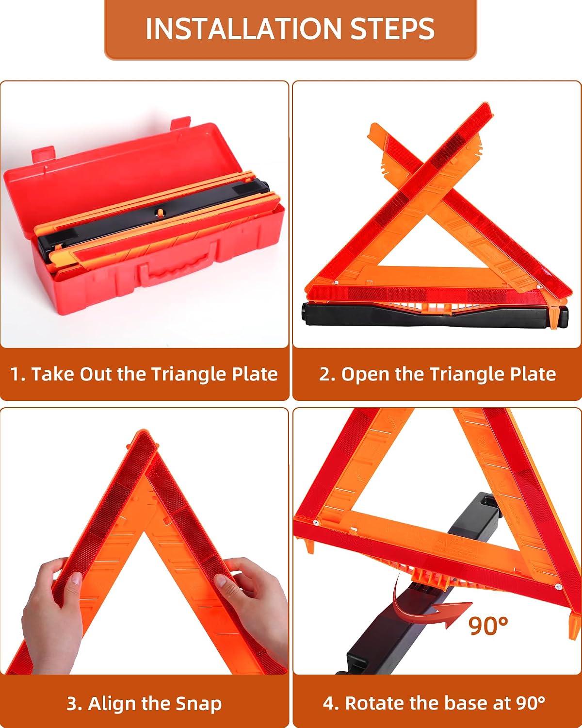 Noone 3 Pack Safety Triangles DOT Approved