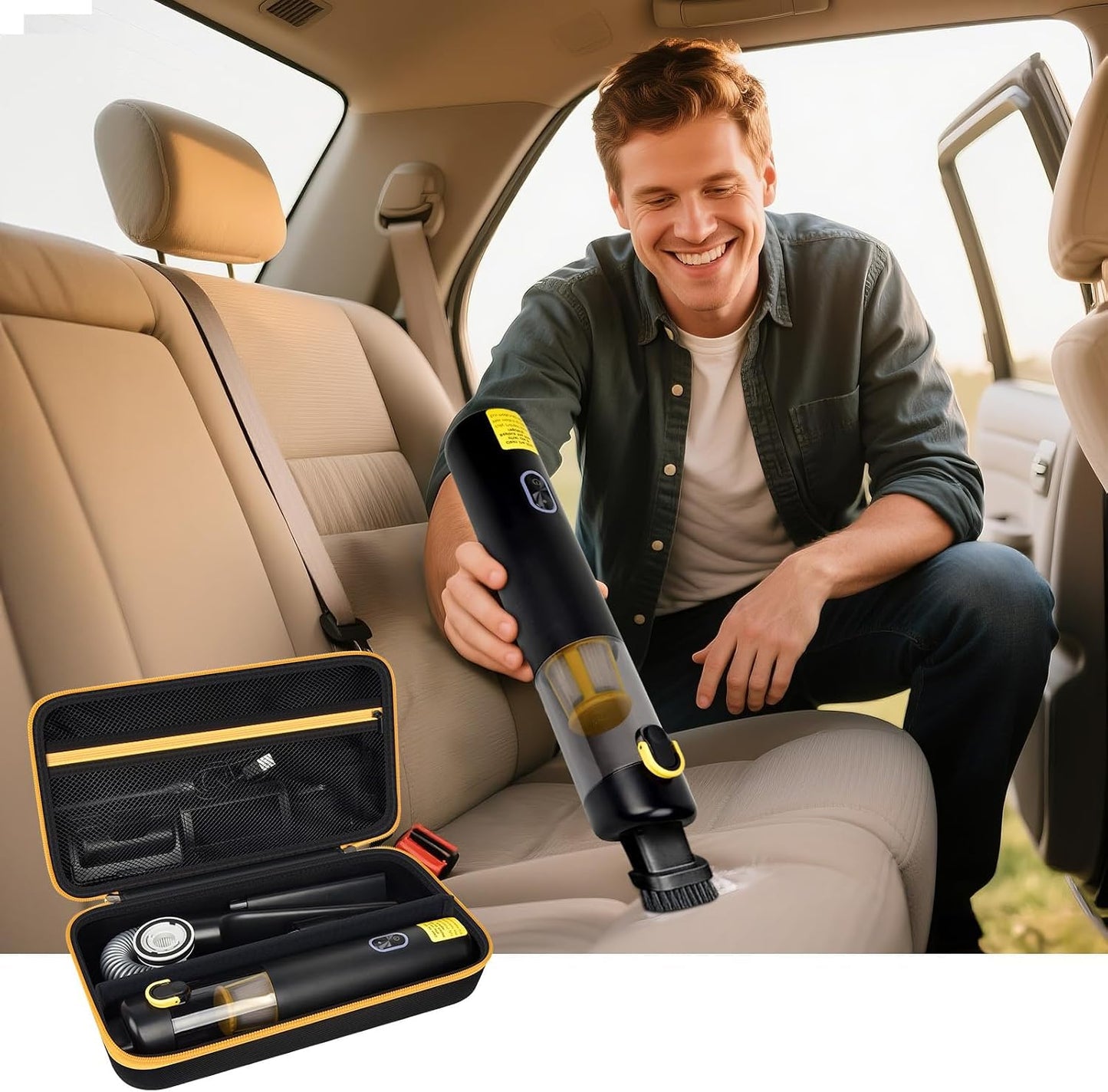 GWCASE Vacuum Car Case Compatible with Fanttik V8 Apex/Mate for Car owners | Removable Divider, Mesh Pocket for Accessories, EVA Shell Protection for Trunk, Truck and Road-Trip Storage