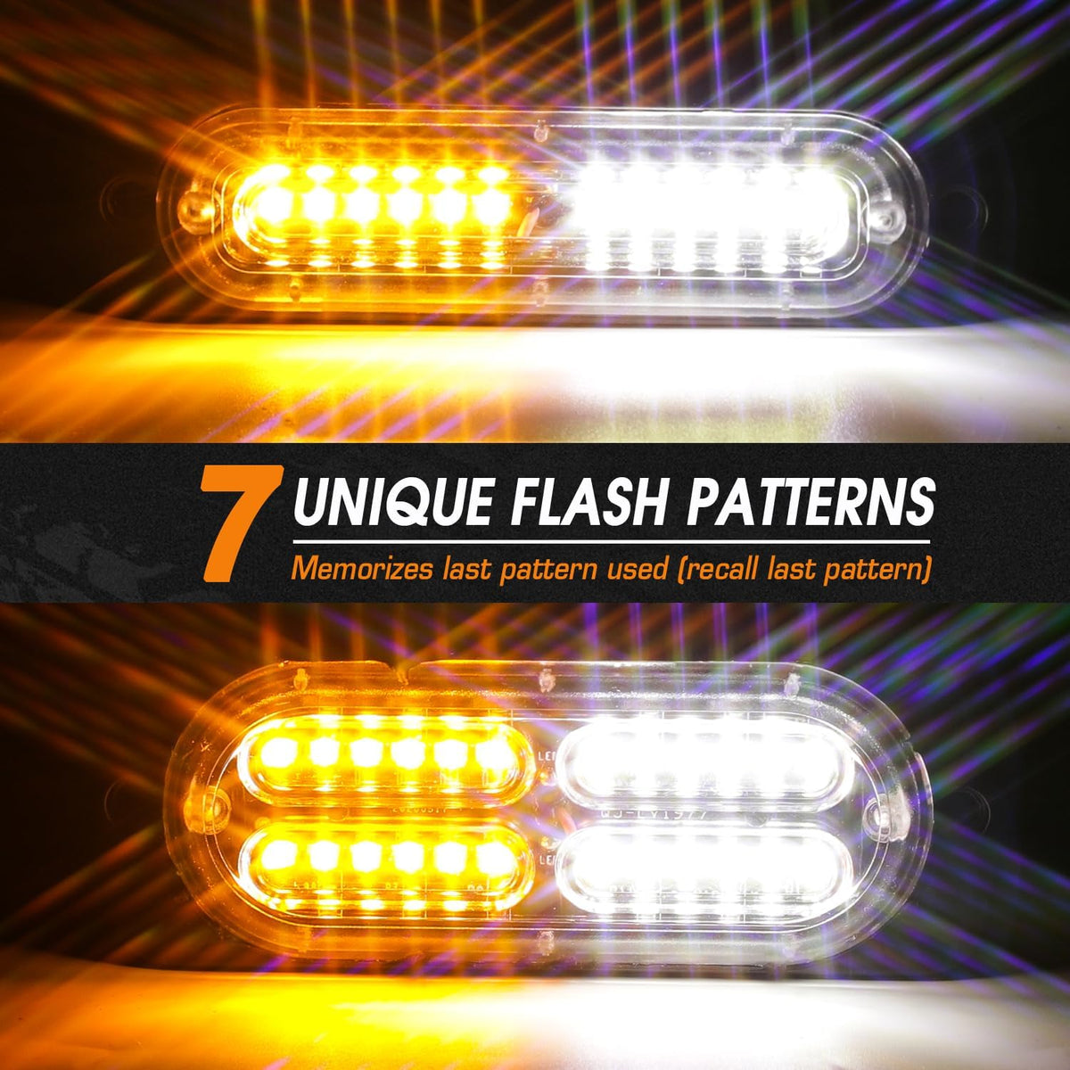 LINKITOM 12pcs Ultra Slim LED Strobe Lights w/Controller, Amber/White