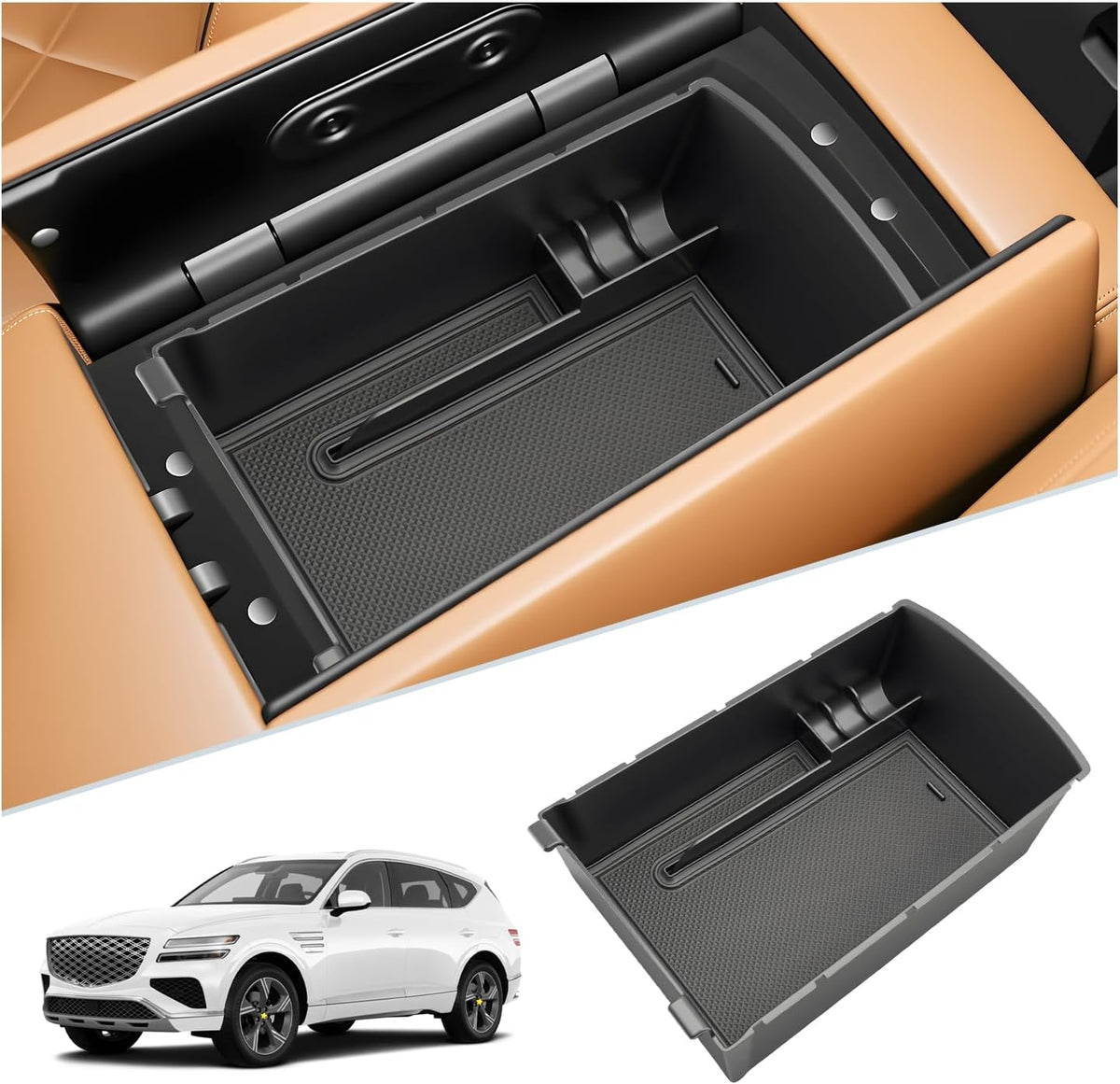 SKTU for 2025 2026 2027 Genesis GV80 Accessories Center Console Organizer for 2025 2026 2027 Genesis GV80 Console Tray 2025 2026 2027 GV80 Middle Console Organizer with Coin Holder
