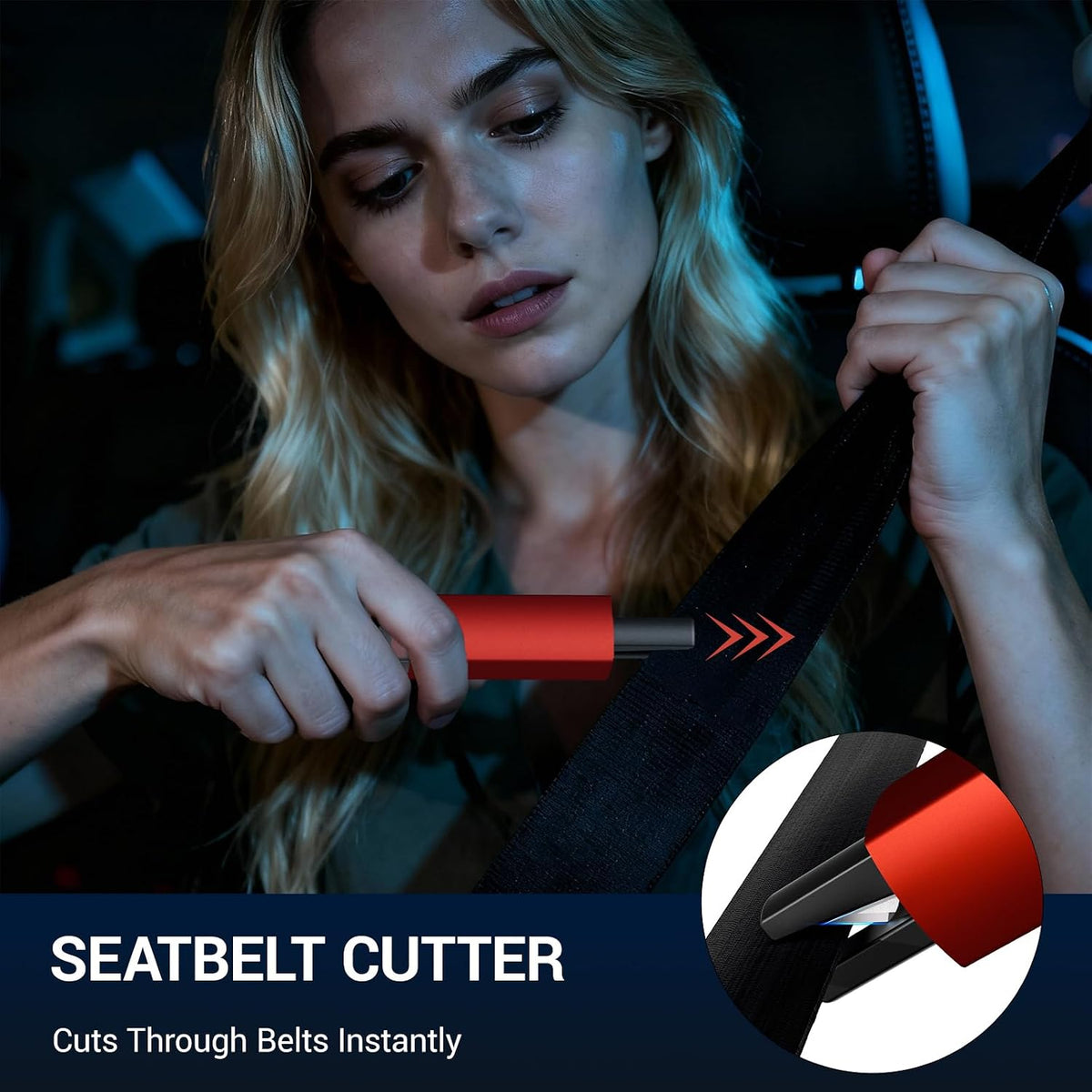 Window Breaker Seatbelt Cutter with Test Glass, Car Emergency Hammer Tool
