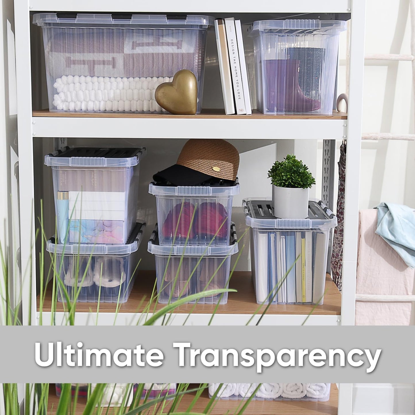 Superio Storage Bins with Lids, Clear Plastic Containers for Organizing, Stackable Totes, BPA Free, Odor Free, Organizer Boxes for Home, and Dorm, 35 Quart (4 Pack, 20.25"x14"x10.5")