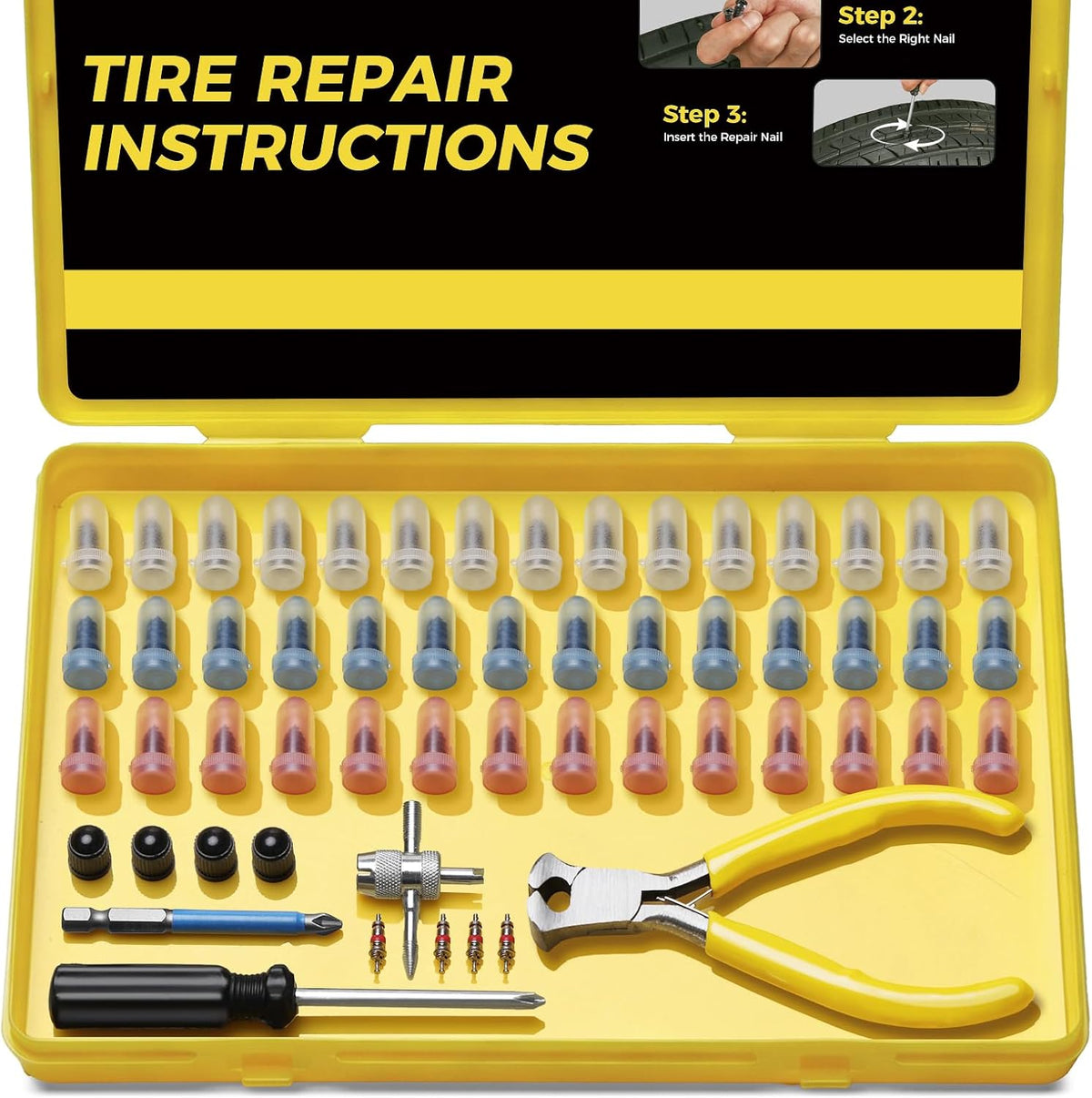 AUTOWN Tire Repair Kit with Tire Plug Screw Type, Heavy Duty Emergency Tool