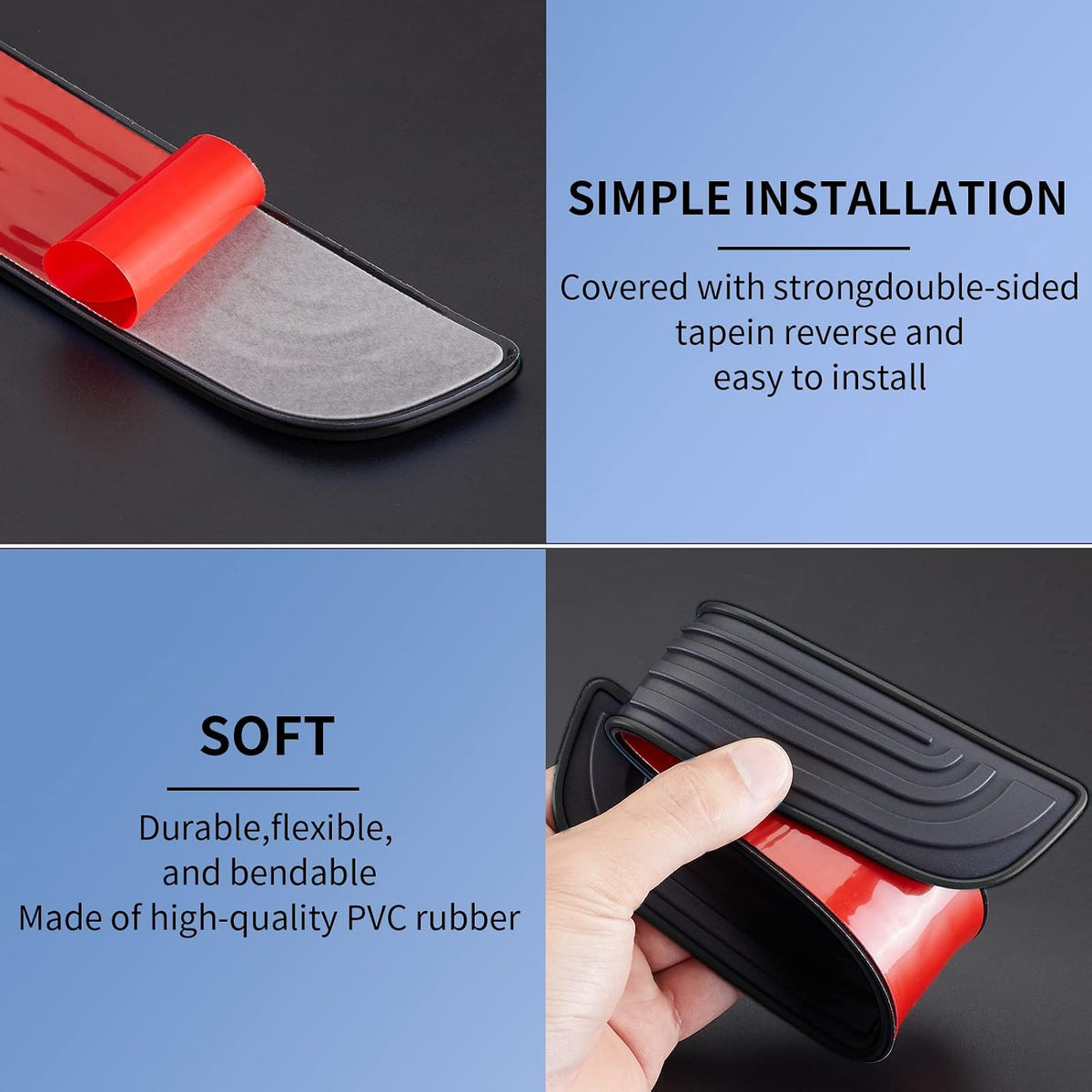 4pcs/Set Car Door Sill Plate Protectors - Black Soft Rubber Front/Rear Door Sill Scuff Plate Guard, Door Pedal Protector Stickers fit for Honda Civic (red)