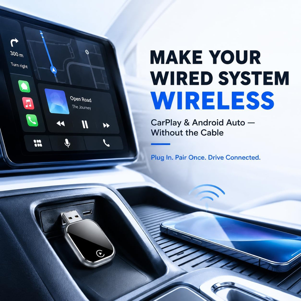 Wireless CarPlay and Android Auto Adapter for Factory Wired Systems,Silver