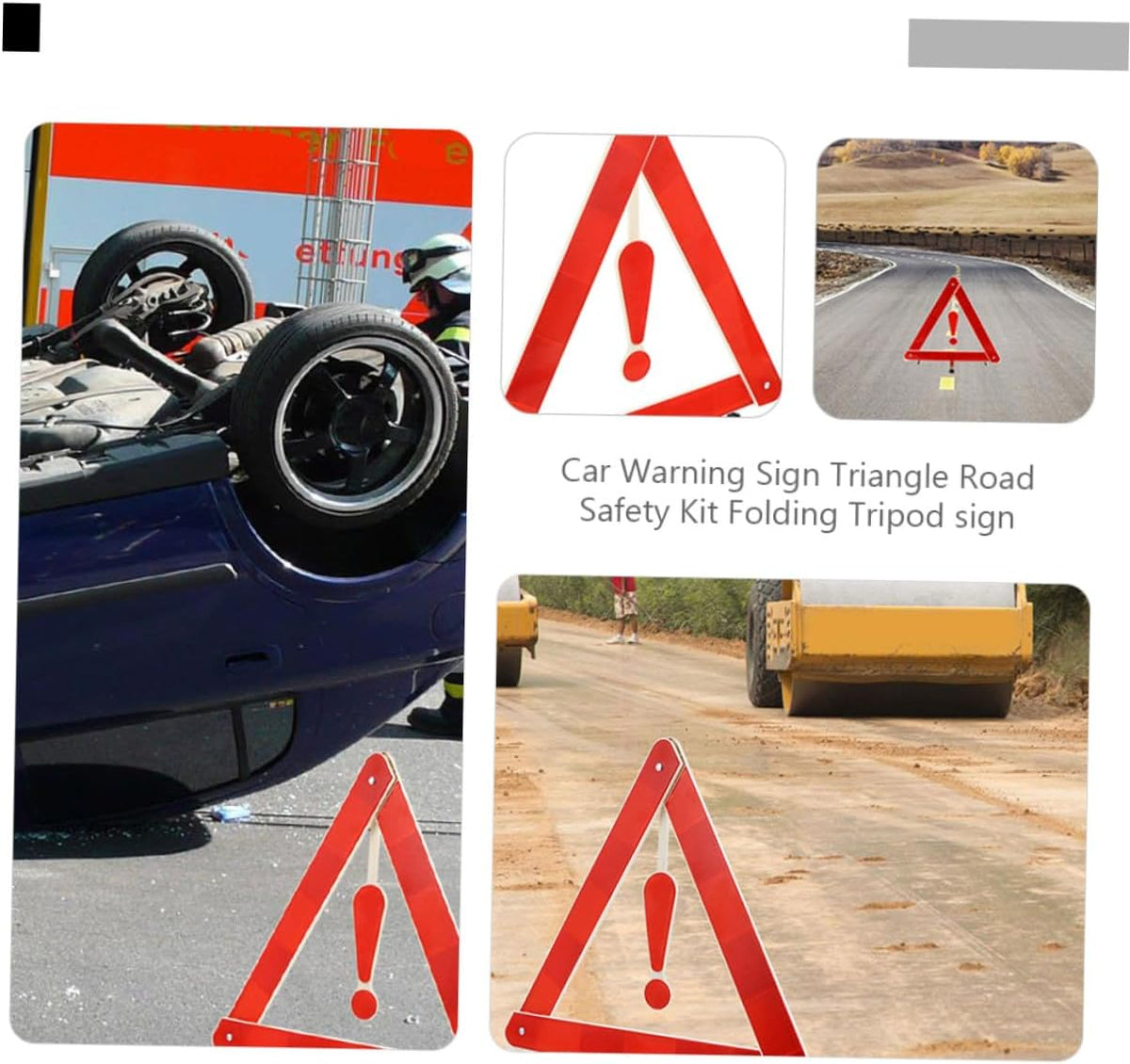 Car Warning Triangle 4Pcs Plastic Foldable Roadside Safety Kit