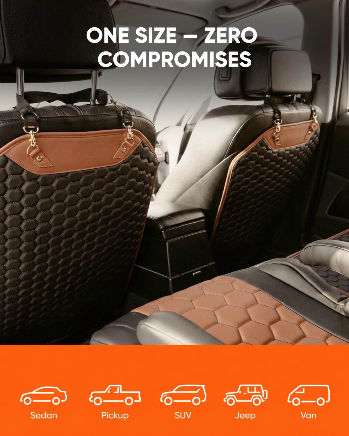 Owleys Kick Mat Back Seat Protector - Car Back Seat Cover for Kids Feet - Waterproof & Sturdy Protector for Upholstery from Dirt, Mud, Scratches and Stain (Hexy)