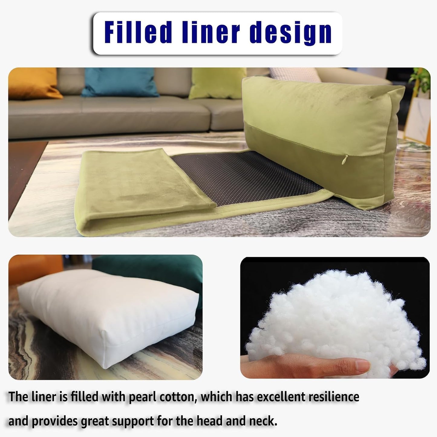 Non-Slip Head Pillow for Recliners - Neck Support Cushion with Velvet Cover for Pain Relief at Home, Office and Travel (Beige)