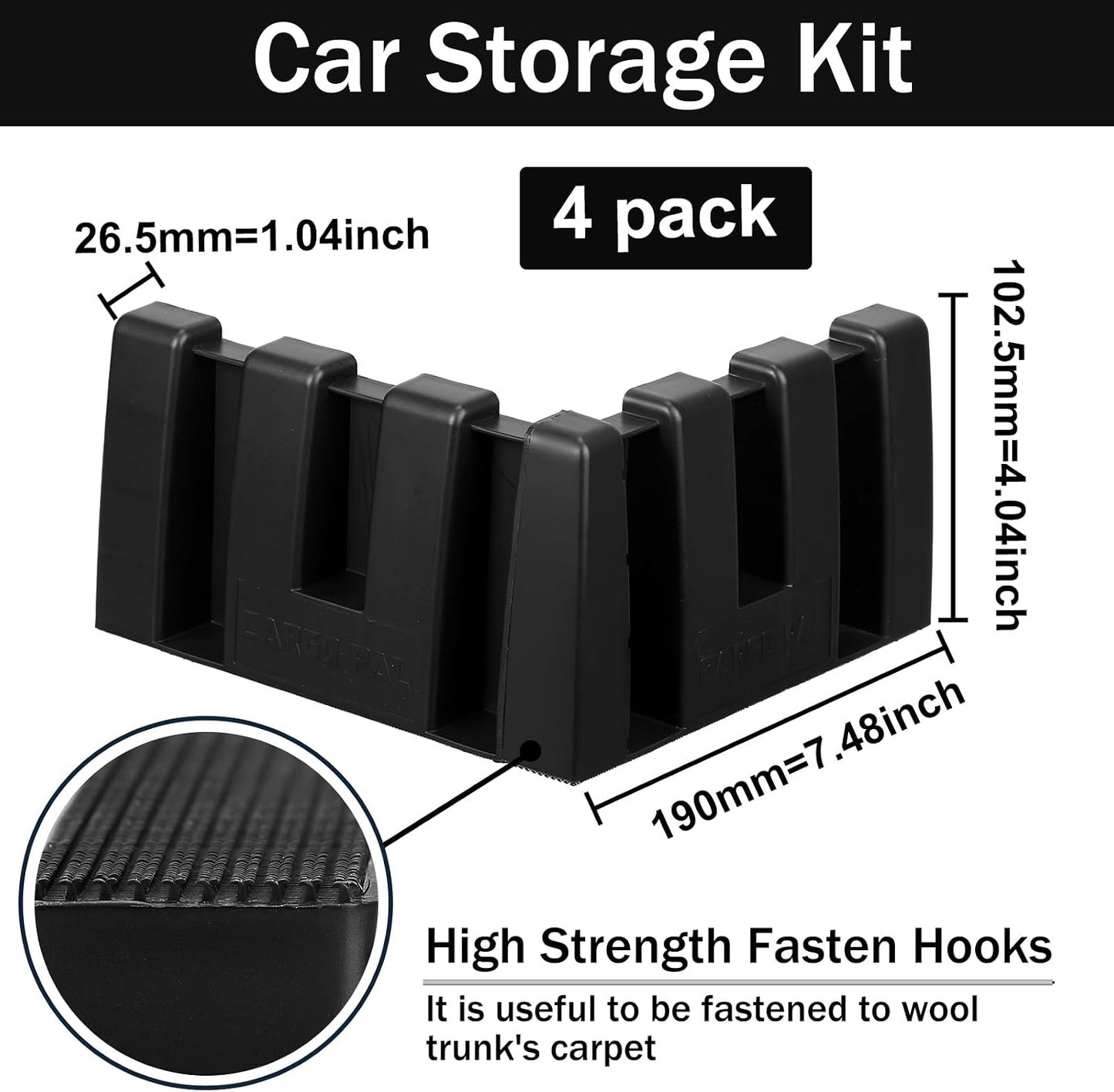 4 Pack Car Trunk Organizer Blocks for Back of SUV Multipurpose Car Storage Organizer Blocks Trunk Divider Available to Wool Carpet for Truck SUV Van Cargo