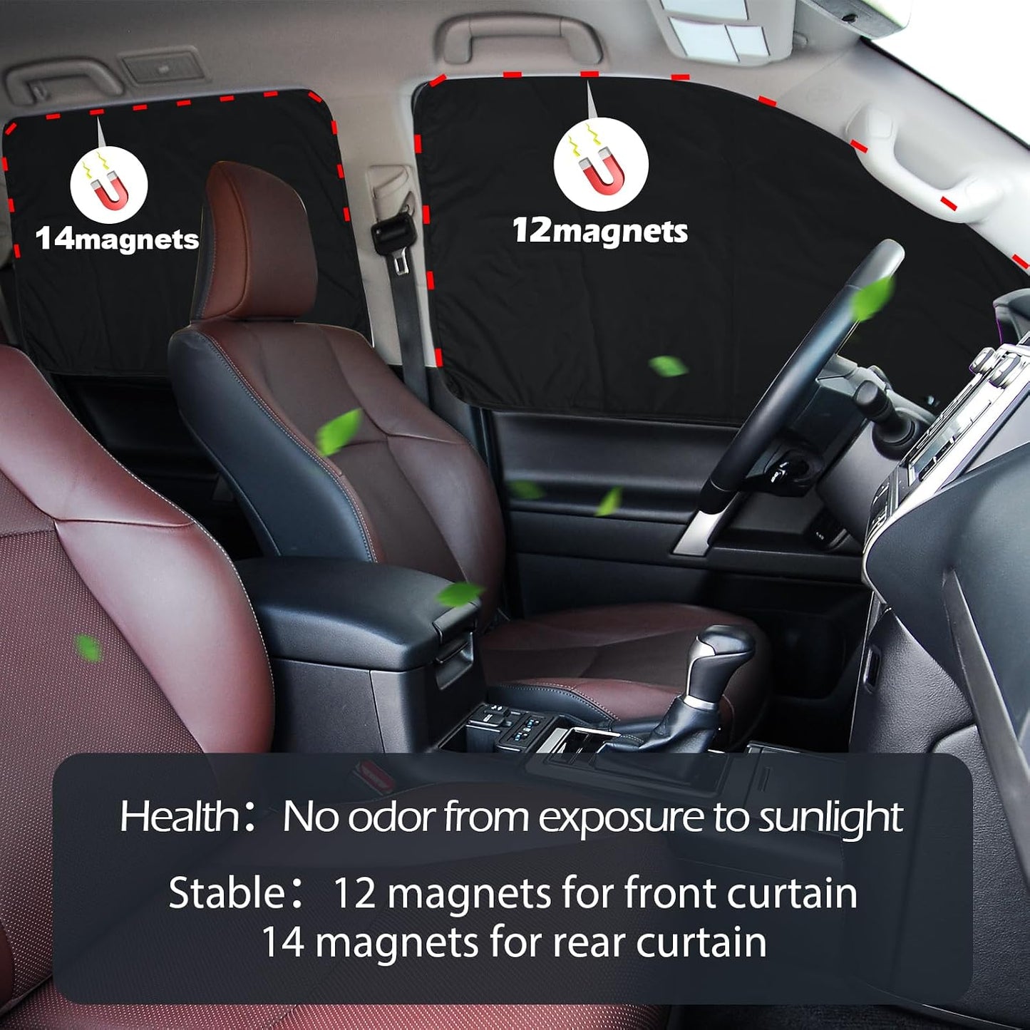 XCBYT Magnetic Car Side Window Shades 4 Pack, 100% Blackout Privacy | Blackout privacy for camping, naps & work. Keeps your car cool. Fits steel frames only, measure first. Handle magnets gently
