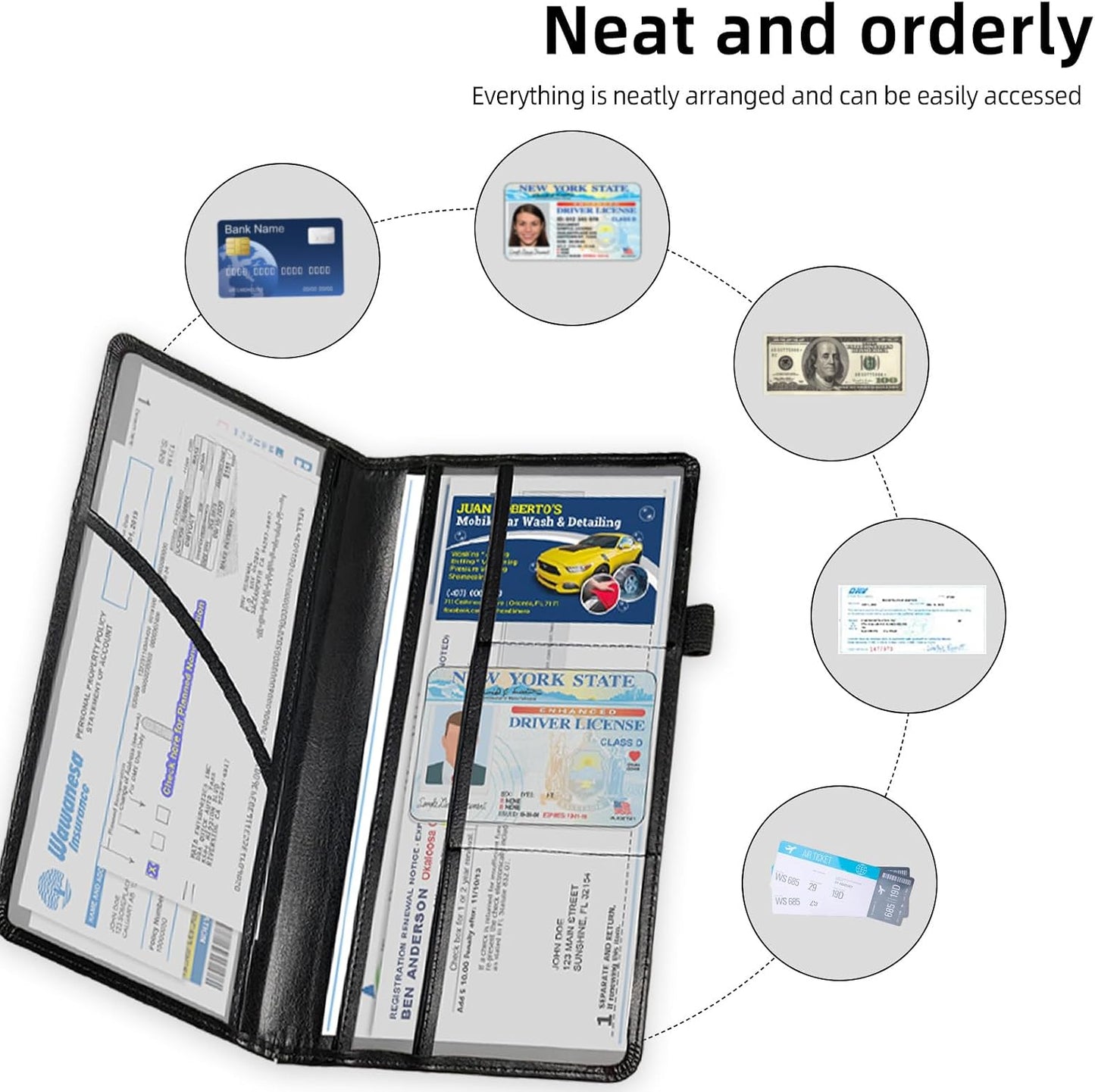 Car Registration and Insurance Holder for Women & Men Glove Box - Durable Auto Insurance Card Organizer with Easy Access,Holds Driver's License & Registration Cards,Howling Wolf