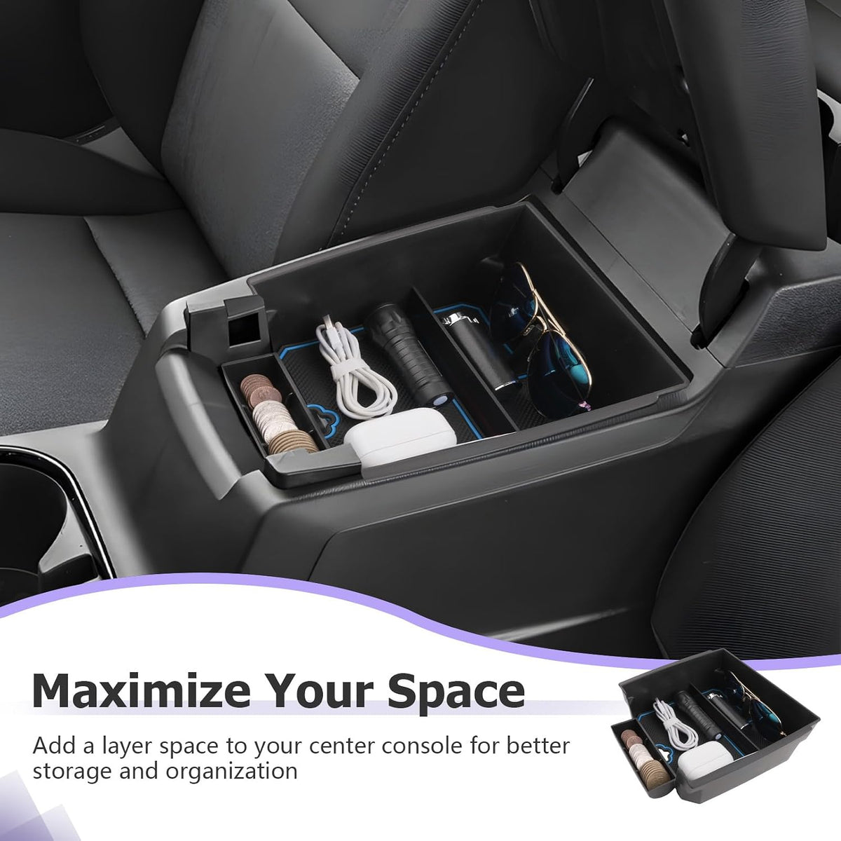 LUWU Center Console Organizer for 2023 2024 2025 2026 Chevrolet Colorado & GMC Canyon Accessories Armrest Console Storage Box Glove Organizer Tray ABS Material for Canyon Interior Accessories (Blue)
